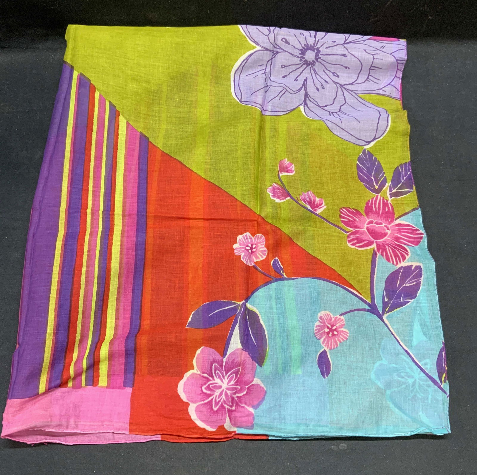 Pink & Green Multi Floral Scarf (1 of 6)