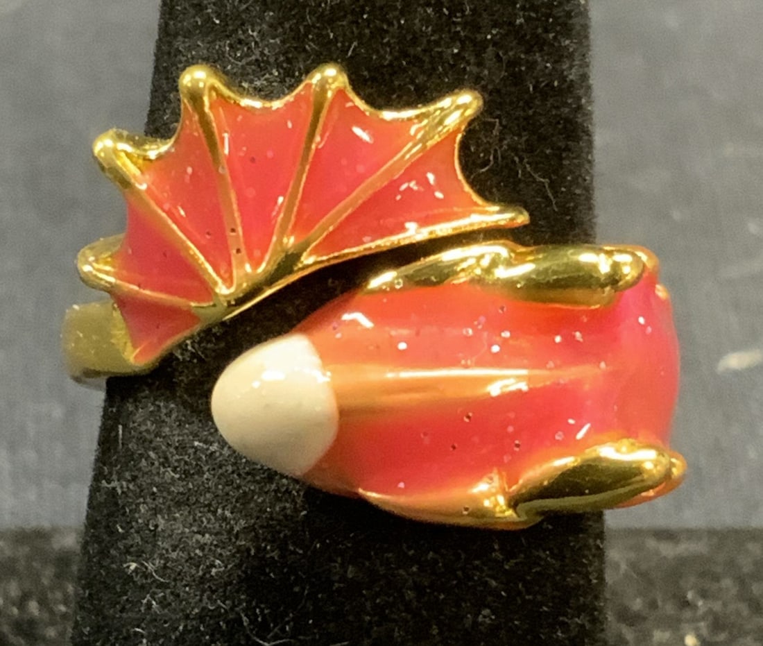 Gold Tone Enameled Dragon Ring (1 of 6)