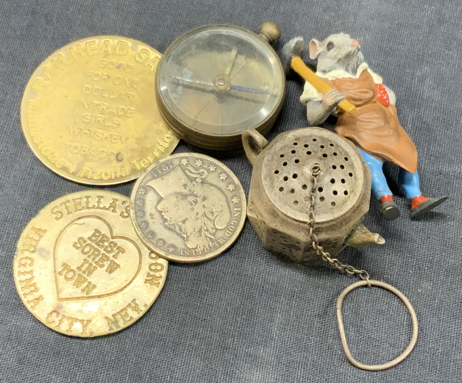 Lot 6 Vtg Sterling Silver & Brass Accessories (1 of 13)