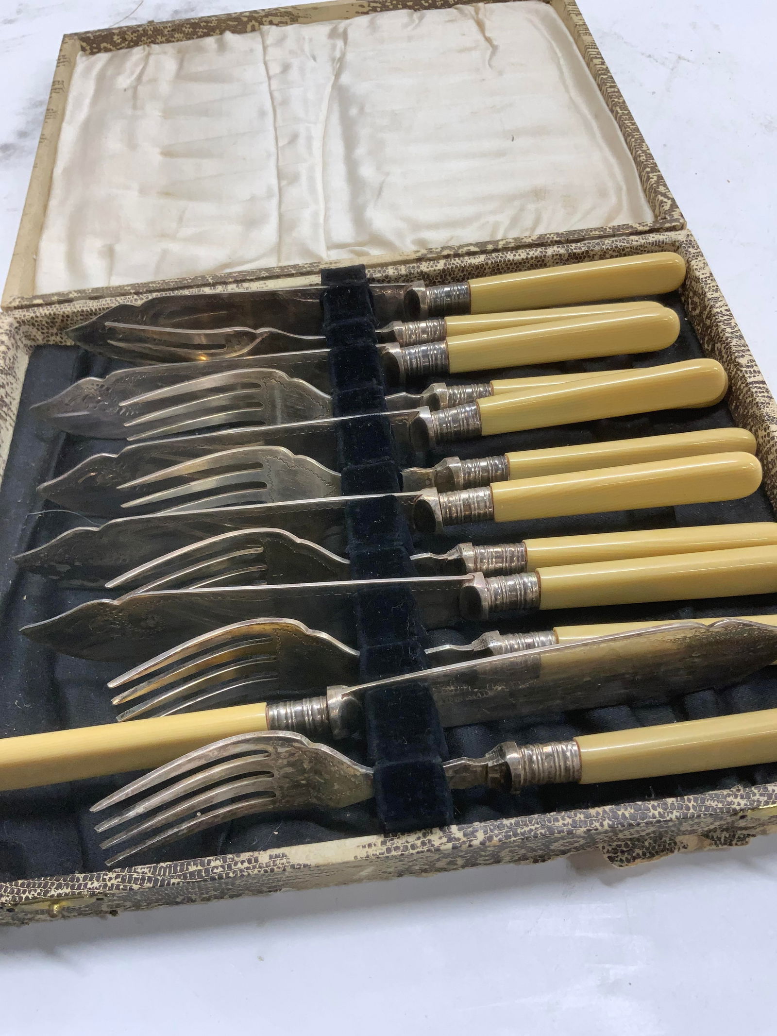Vintage Silver Plate Bakelite Fish Flatware Set 12 (1 of 7)