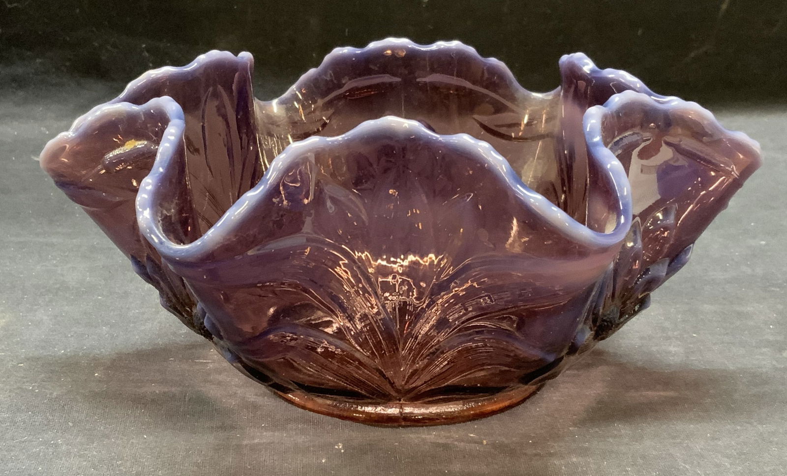 Vintage Purple Glass Floral Bowl (1 of 6)
