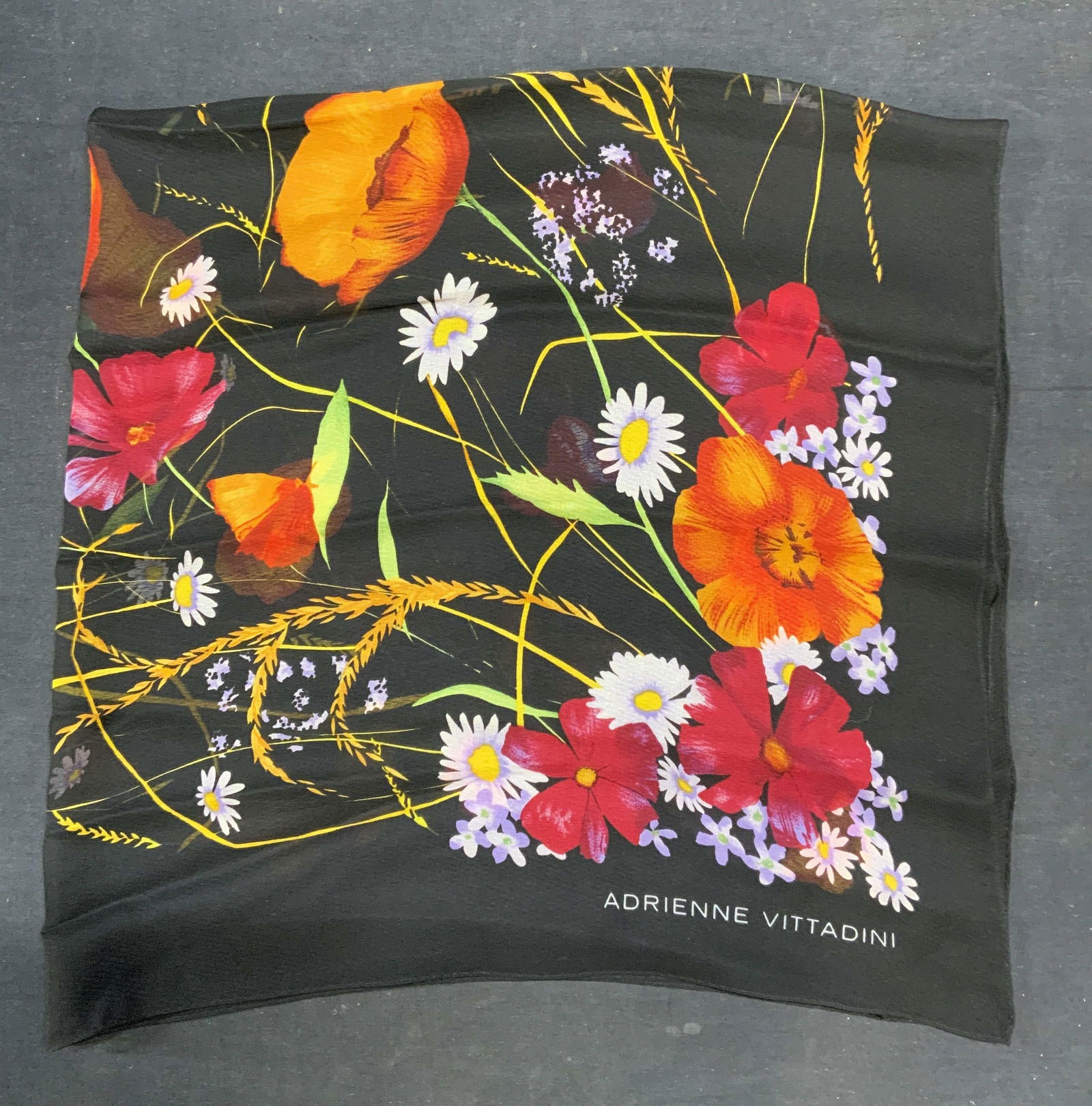 Adrienne Vittadini Black Floral Butterfly Scarf (1 of 6)