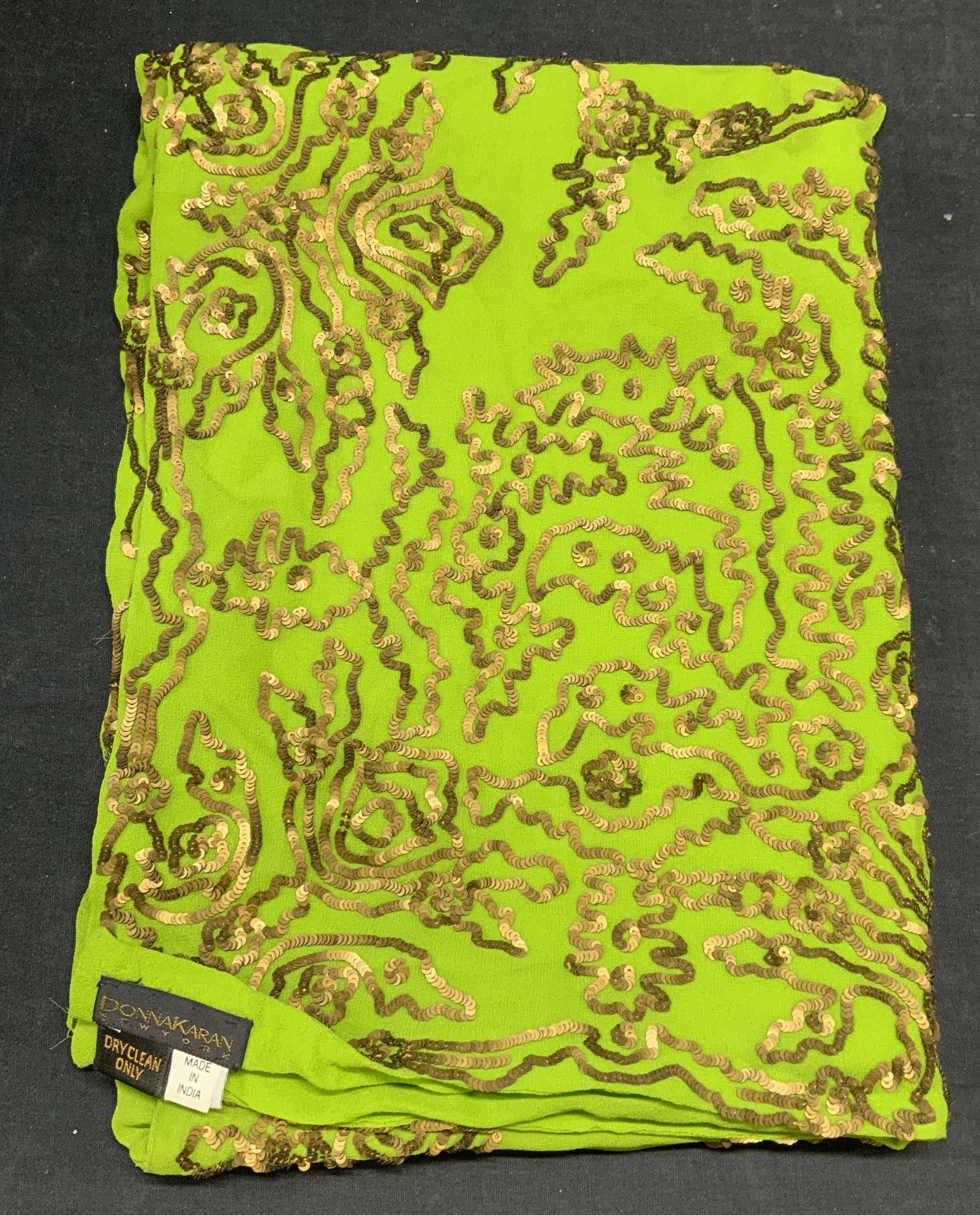 Donna Karan Green Silk Sequin Scarf (1 of 7)