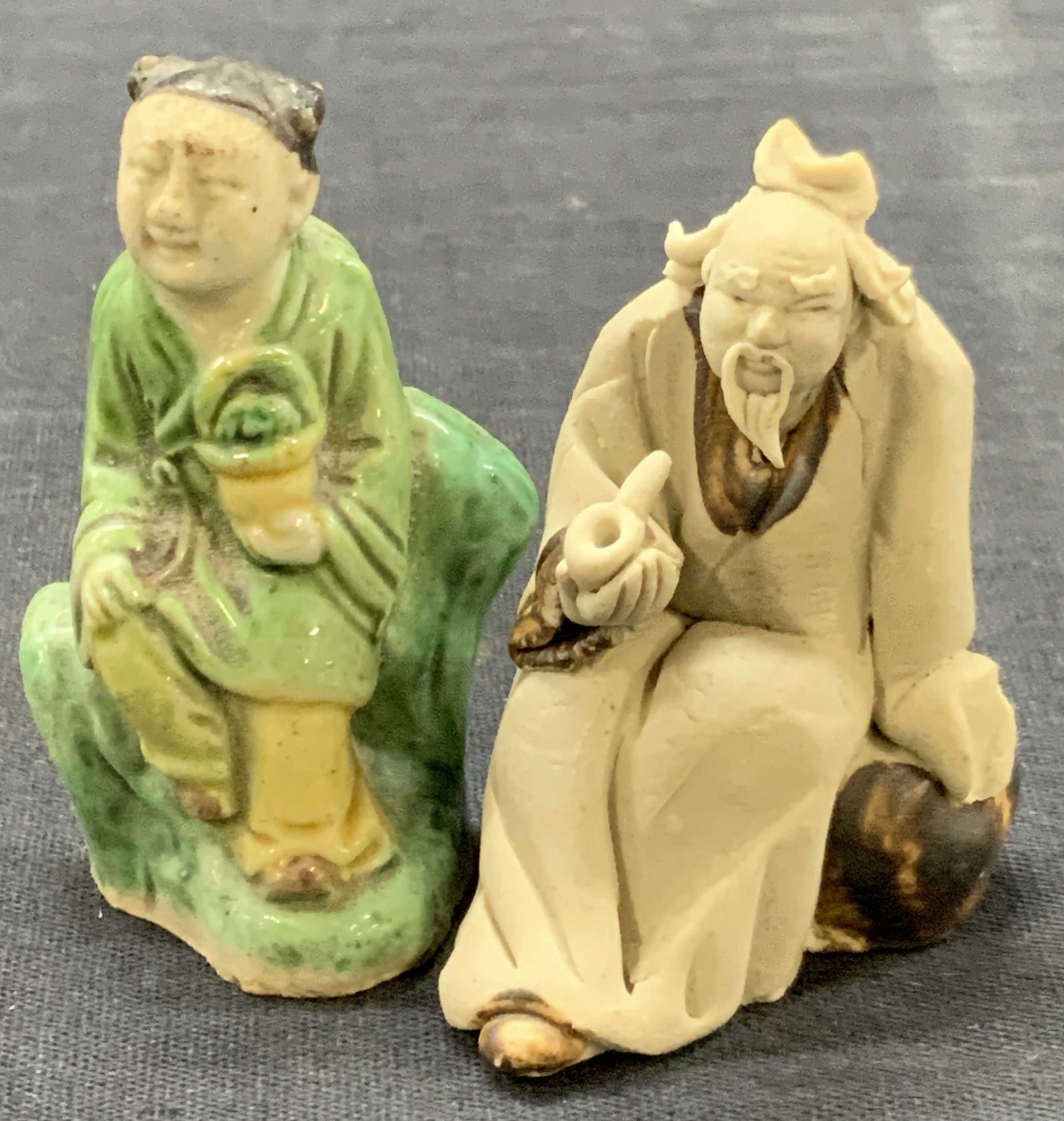 Lot 2 Vtg Clay Crafted Asian Figures (1 of 9)