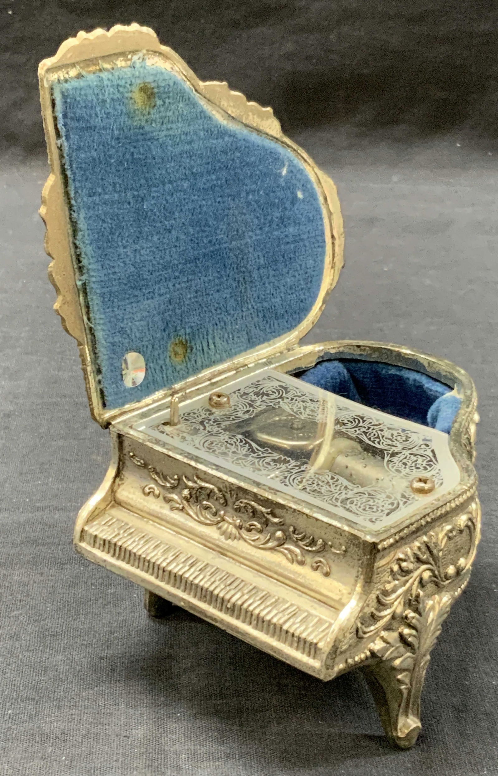 Vtg Pewter Made Piano Shaped Music Box, Japan (1 of 11)