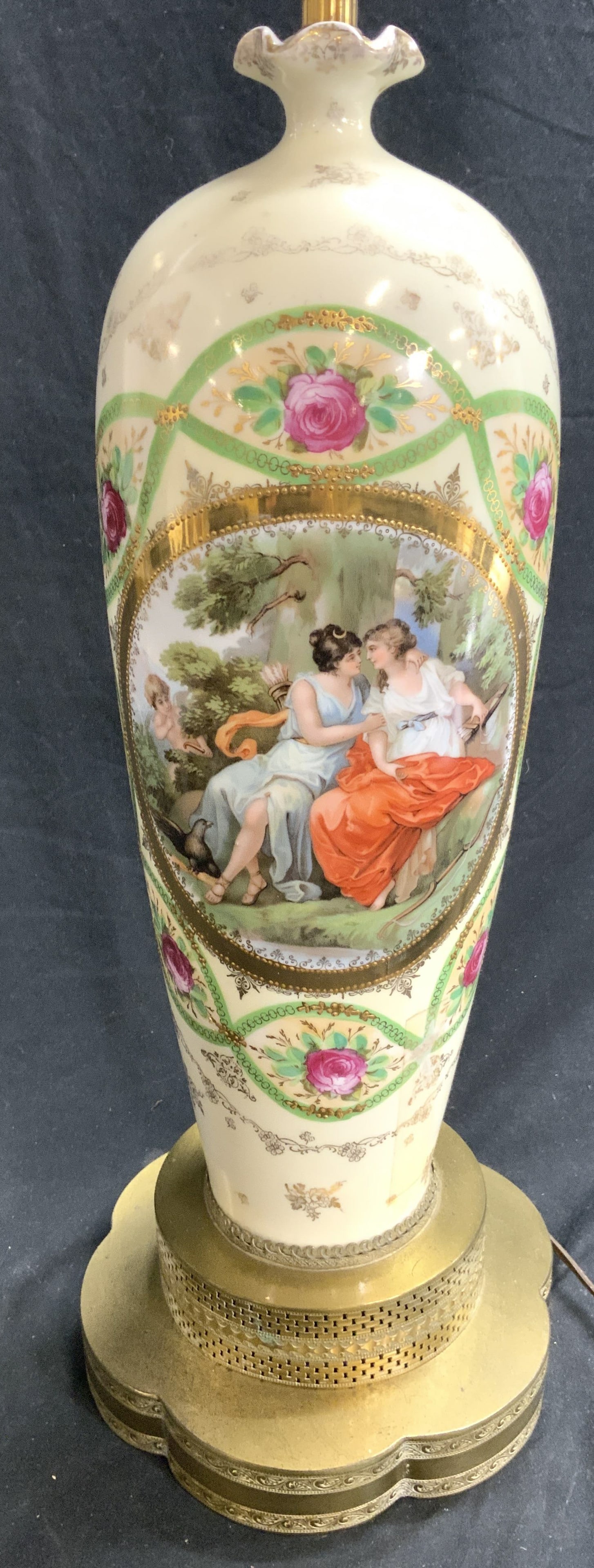 Vintage Gilt Porc Vase Table Lamp (1 of 9)