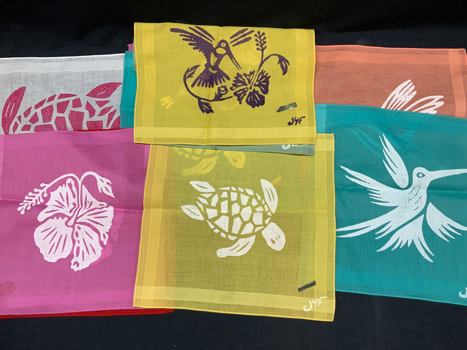 Lot 10 Hand Painted Pure Cotton Napkins (1 of 10)