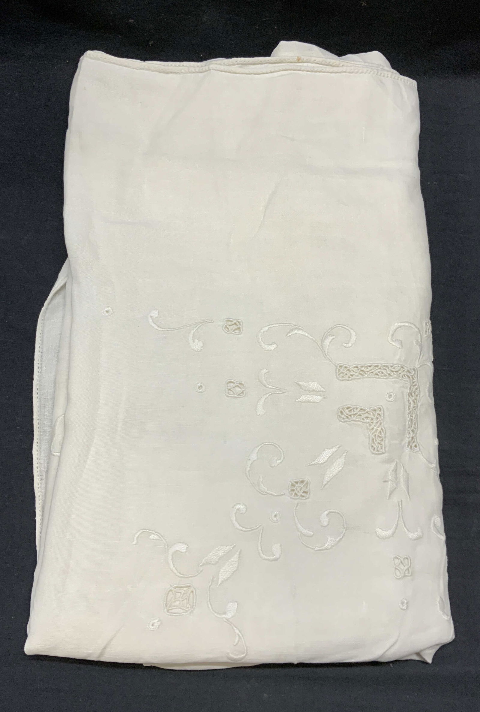 Vintage White Embroidered Tablecloth (1 of 6)
