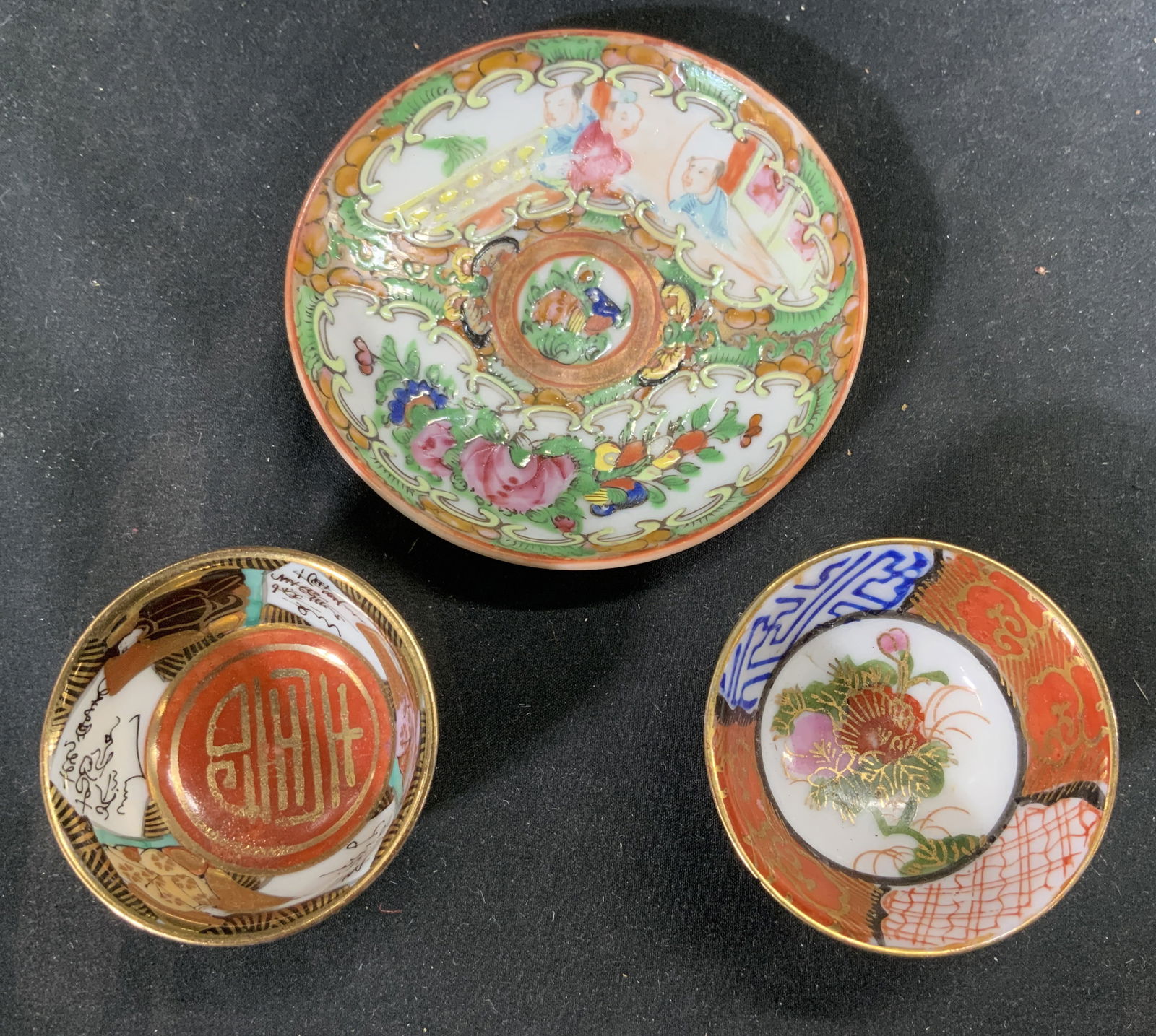 Lot 3 Vintage Asian Porcelain Saki Cups & Saucer (1 of 6)