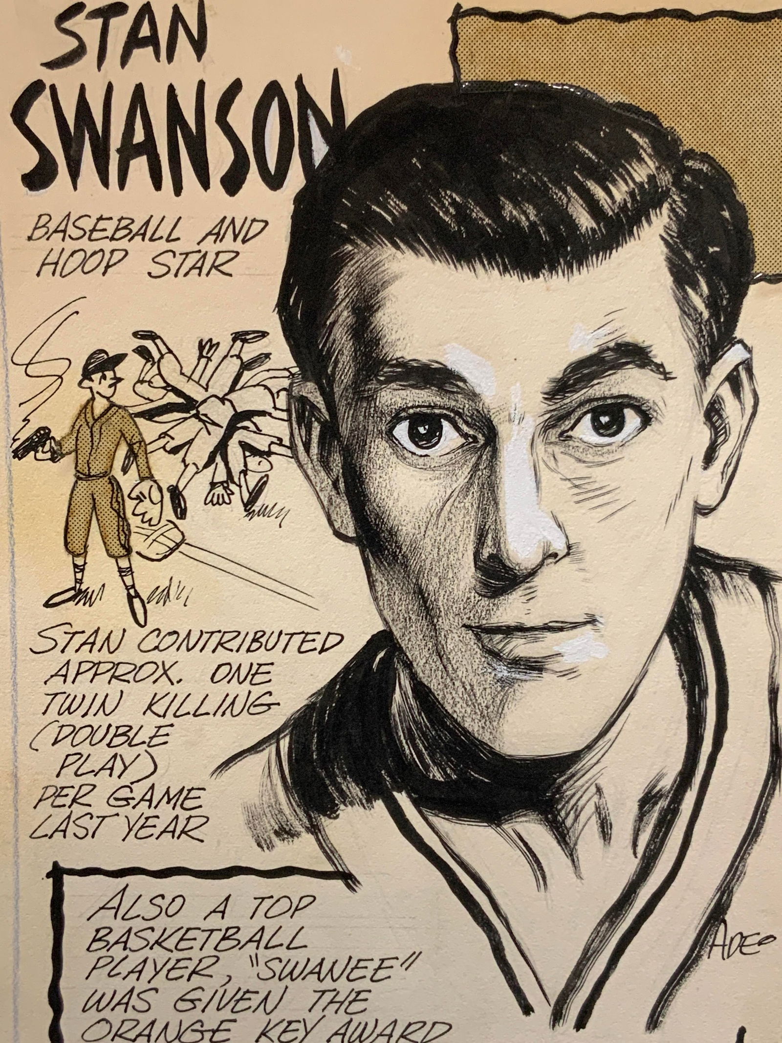 Ade Sgd Stan Swanson Portrait Ink Drawing (1 of 9)