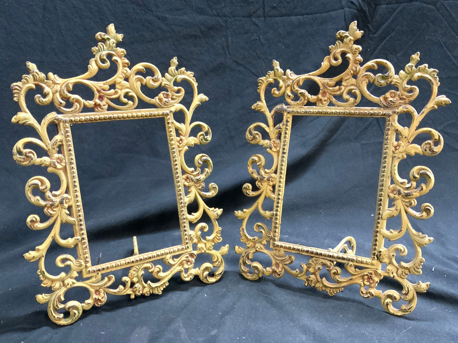 Pr Vintage Ornate Standing Metal Picture Frames (1 of 6)