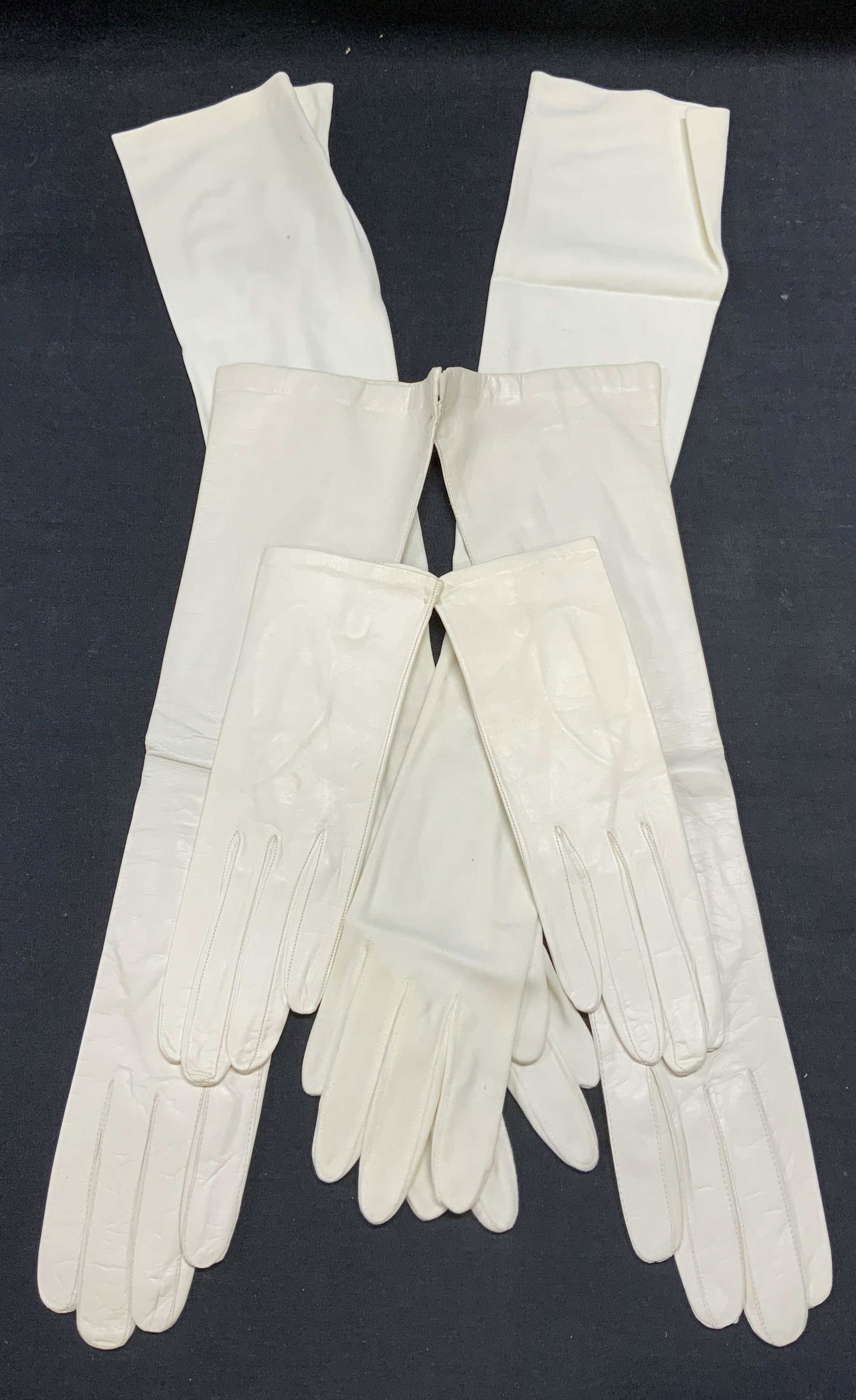 Lot 3 Vintage White Leather Gloves, Italy + (1 of 8)