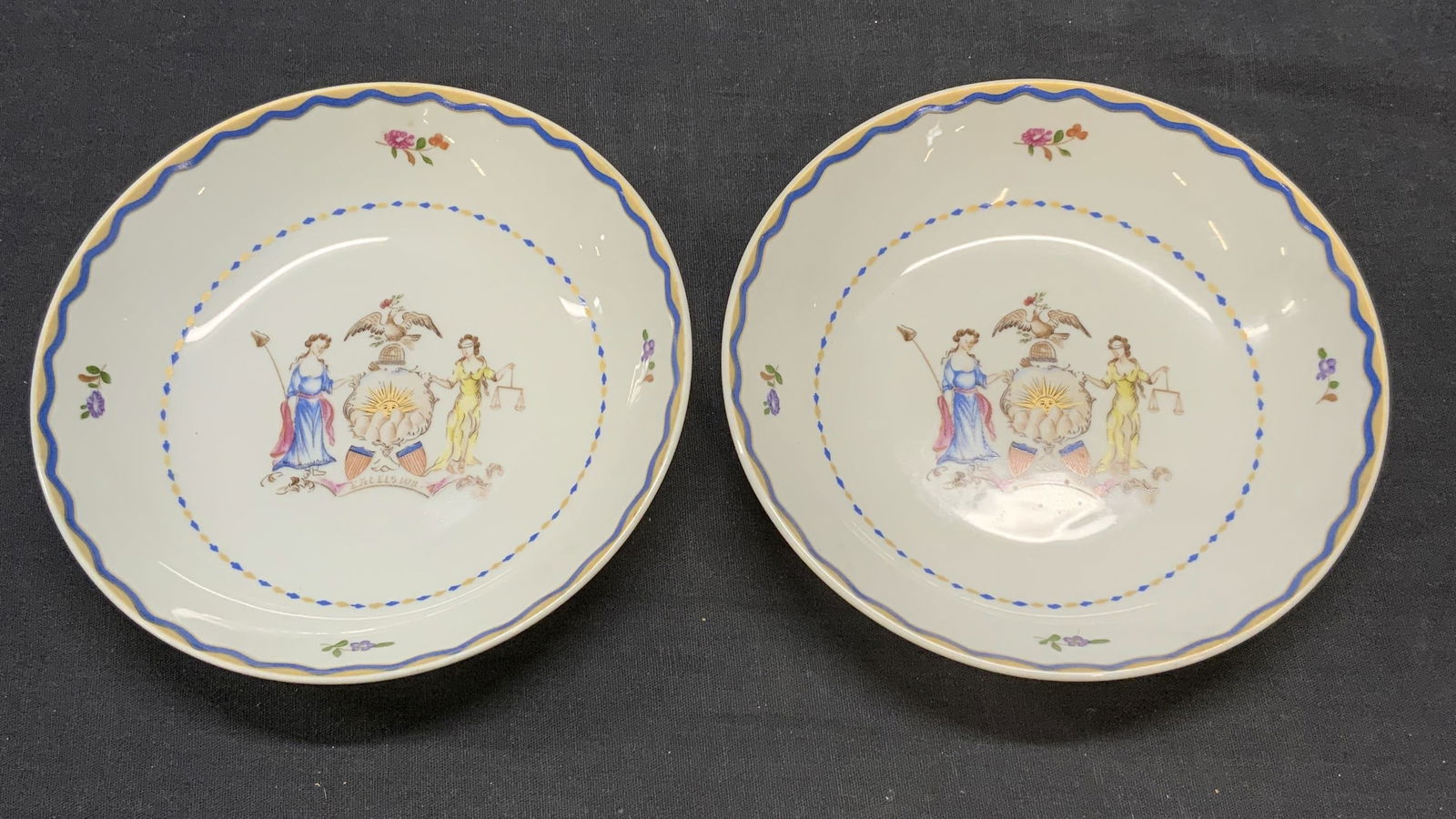 Pair MOTTAHEDEH Chinese Export Porcelain Bowls (1 of 6)