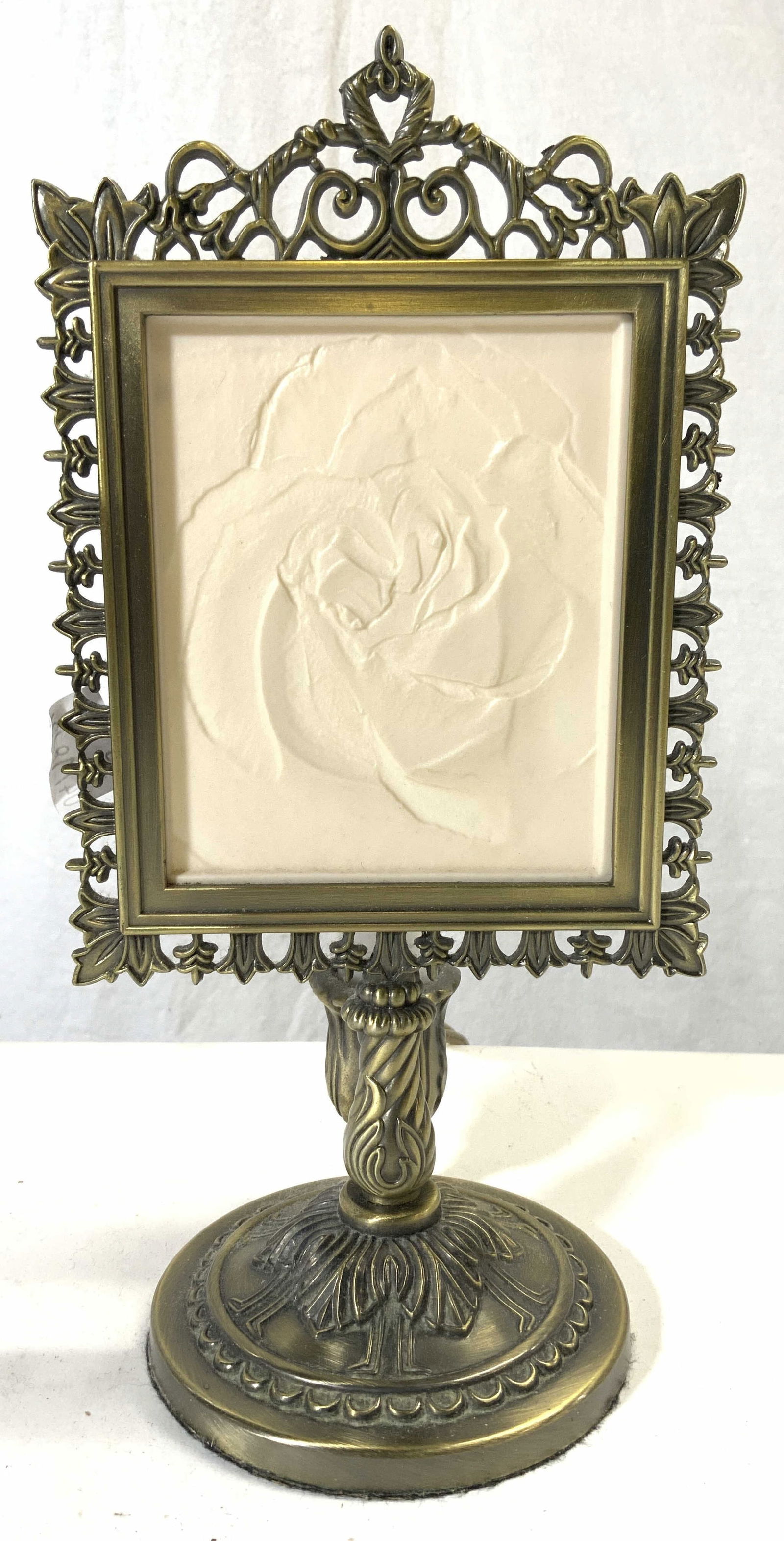 Vntg Gilt Brushed Metal Picture Frame Lamp (1 of 6)