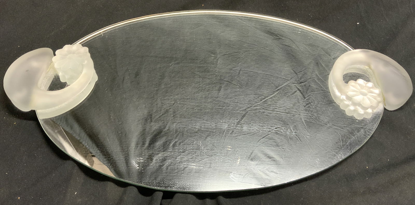 LANGSAM BILLIG Mirrored Tray W Frosted Handles (1 of 8)