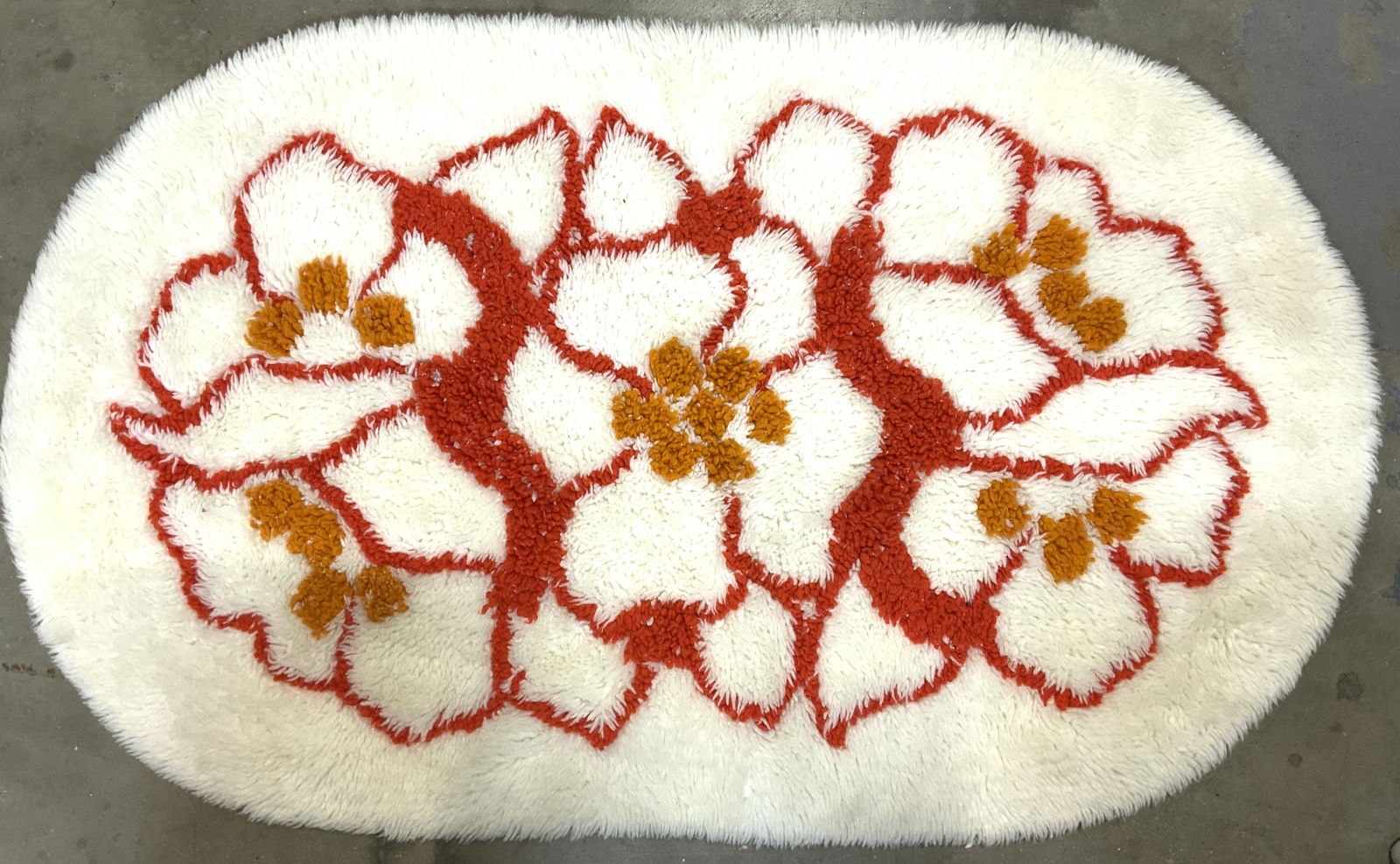 Floral Detailed Oval Shag Rug (1 of 6)