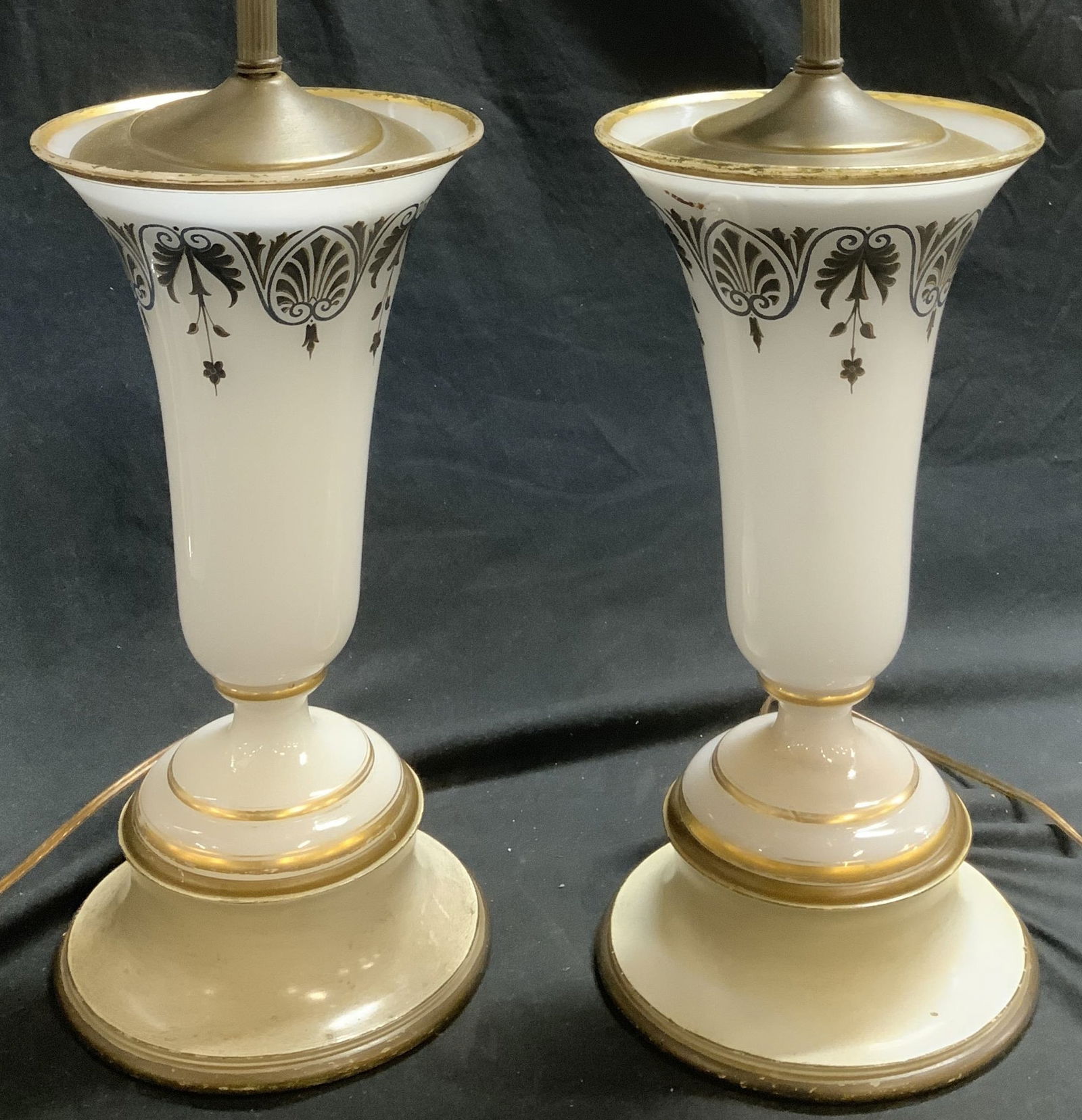 Pair Antique Milk Glass Table Lamps (1 of 10)