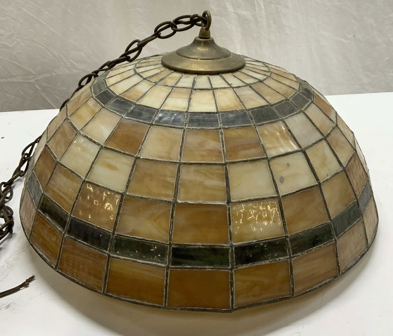 Vintage Slag Tan Glass Light Fixture (1 of 7)