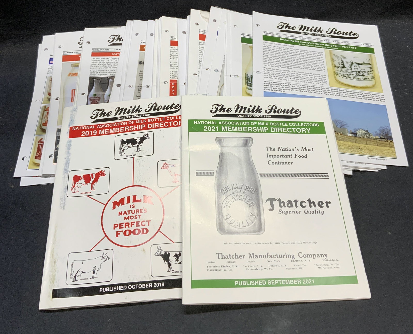 Group Lot Dairy Milk Collectors Directories +: Group lot of 40+ milk bottle collectors ephemera. Includes The Milk Route, National Association of Milk Bottle Collectors membership directories and bulletins. Contains directory and dairy advertiseme