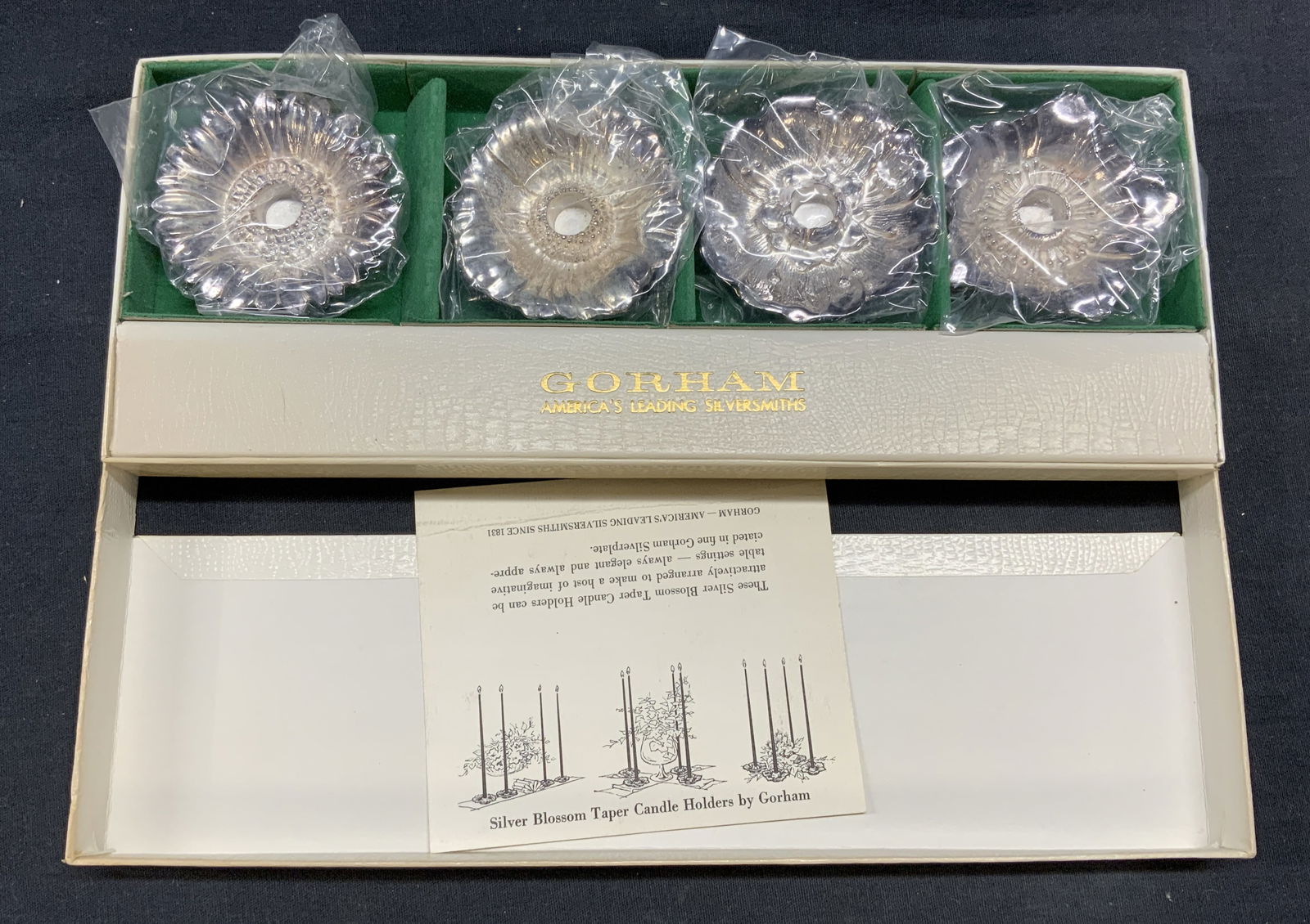 GORHAM Silver Blossom Taper Candle Holders NIB (1 of 6)