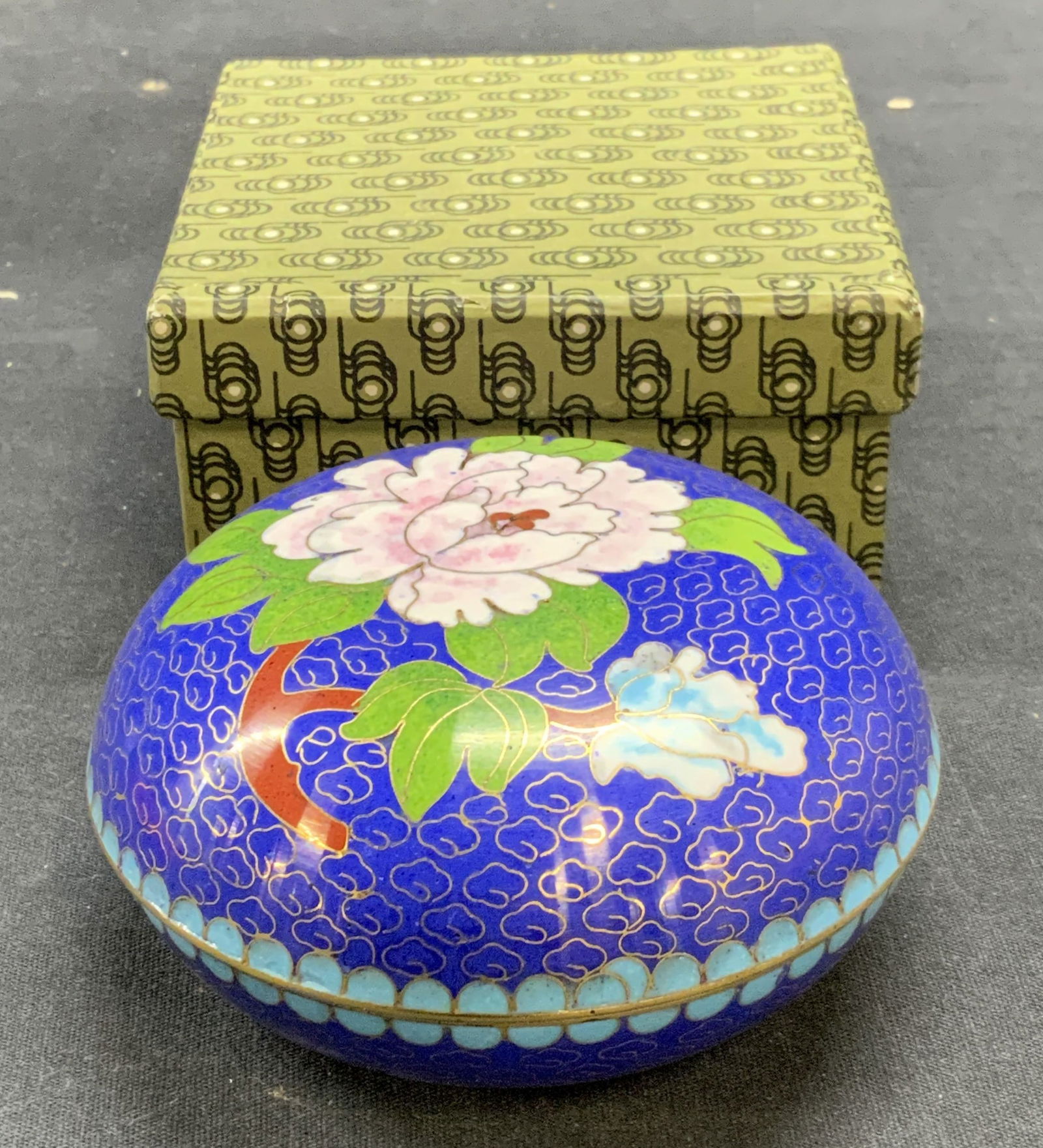 Vintage Blue Cloisonne Floral Box (1 of 7)