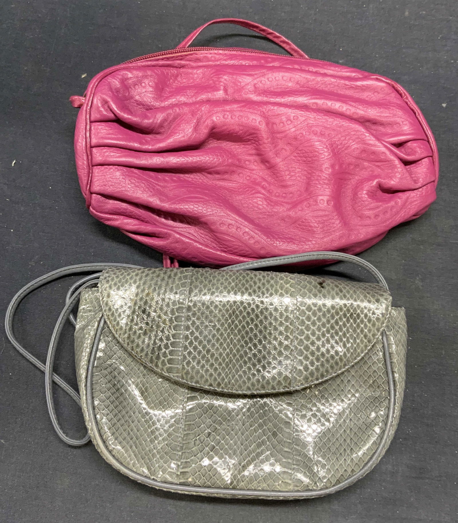 Lot 2 Aspects Gray Snake Style Handbag + (1 of 8)