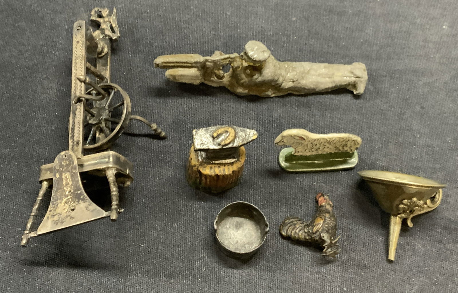 Lot 7 Figurals, Sterling Silver Spinning Wheel+ (1 of 8)