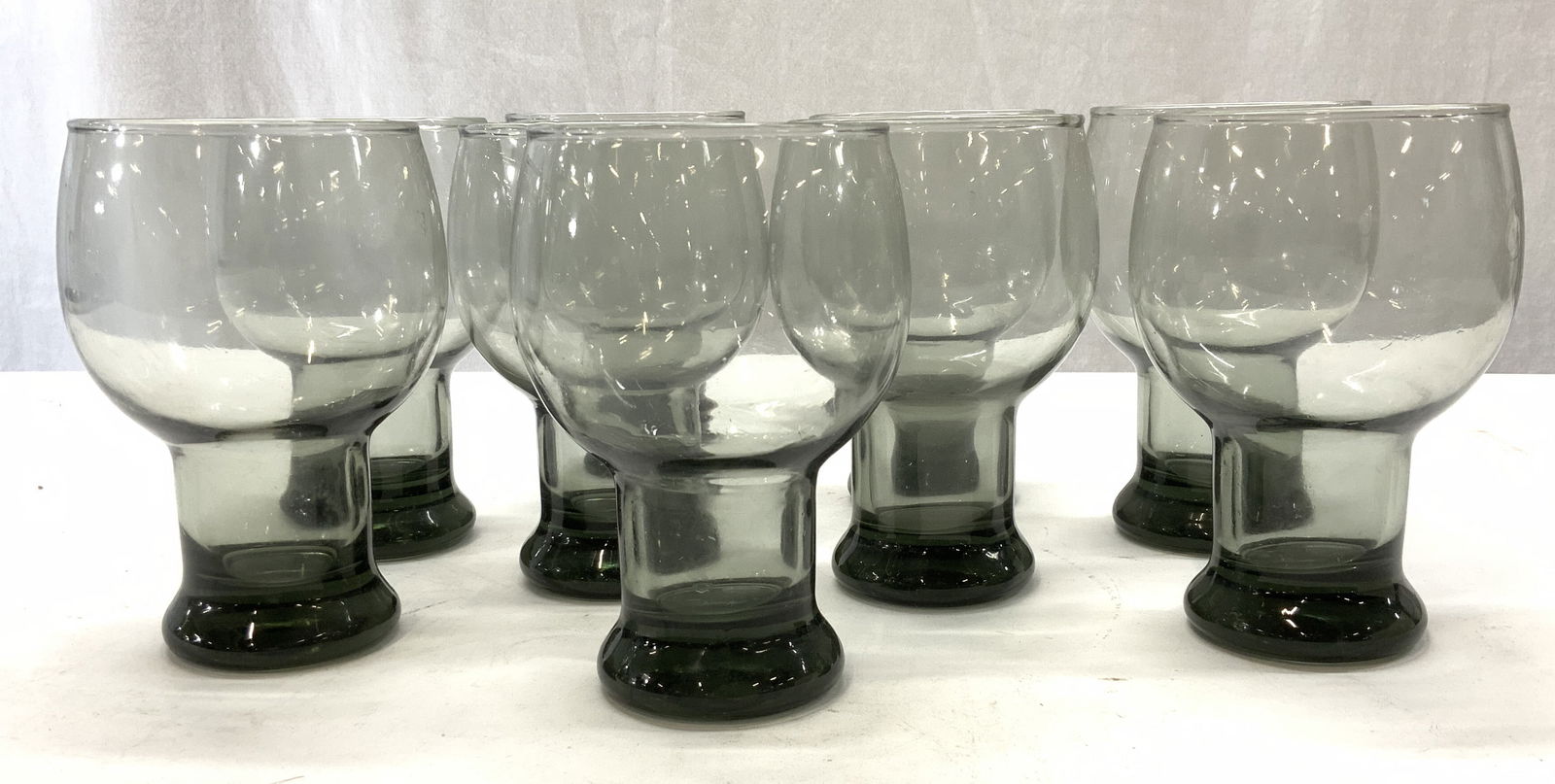 MCM Light Grey Glass Goblet Set 9 (1 of 6)