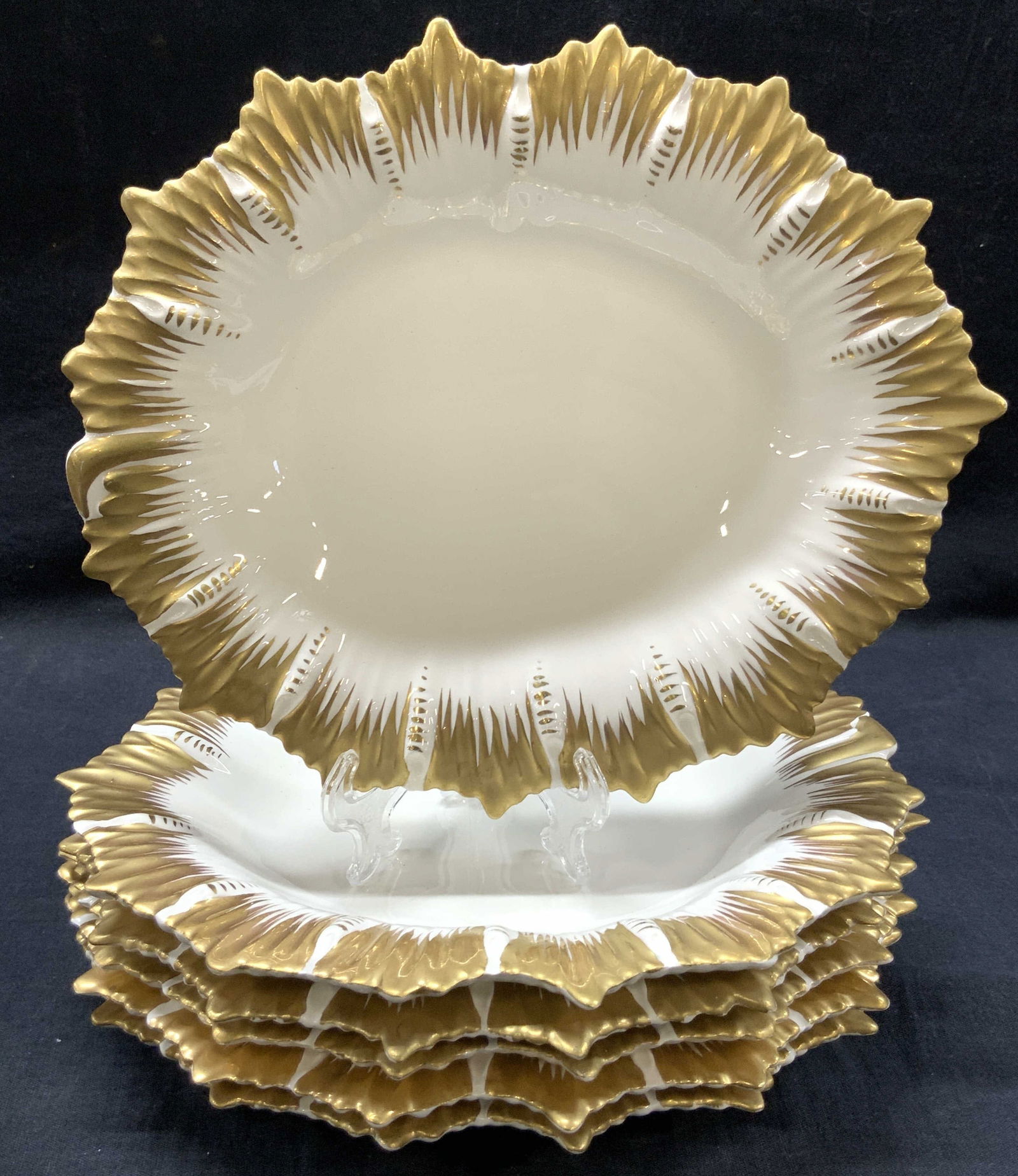 Set 6 Secla Gilt Floral Dishes, Portugal (1 of 6)