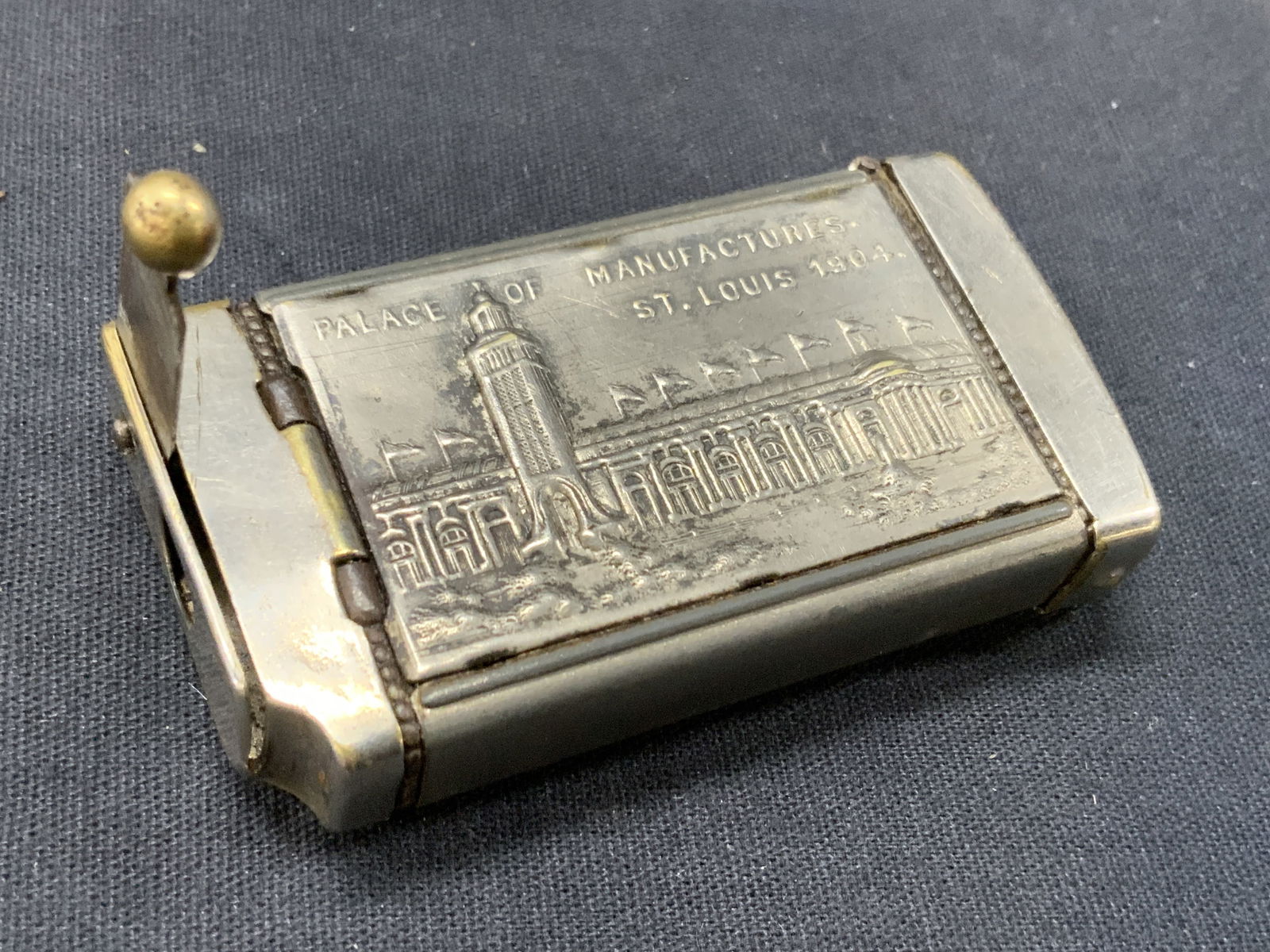 Antq 1904 Worlds Fair Match Box W Cigarette Cutter (1 of 9)