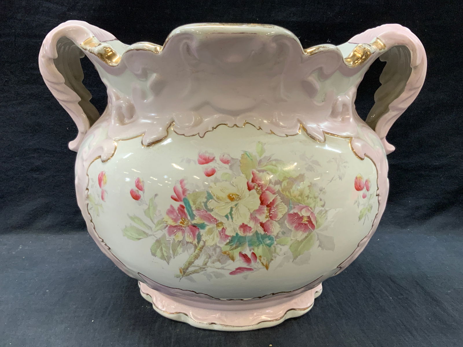 Vtg Hand Painted Floral Ceramic Planter/ Vessel (1 of 11)