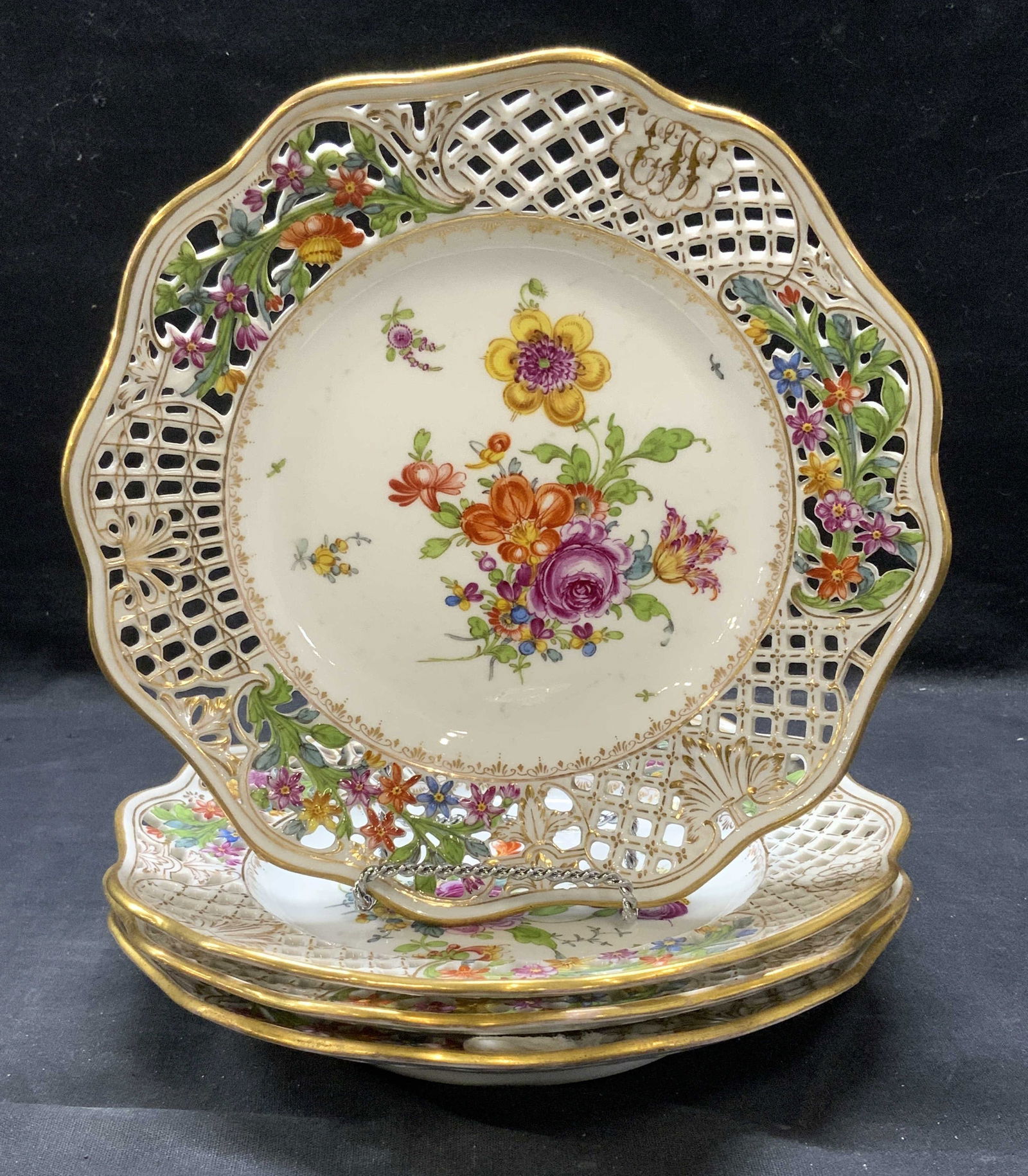 Dresden Hand Painted Plate set 4, Germany (1 of 6)
