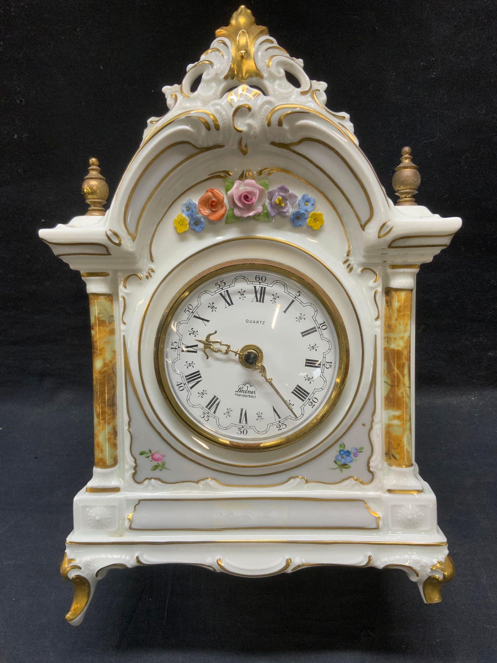 Lindner Porcelain Mantle Clock, Bavaria (1 of 7)