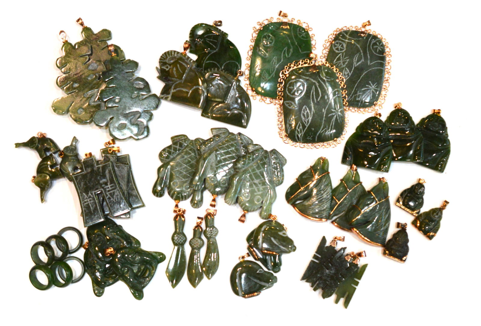 Jade Pendants and Rings Hand Carved (1 of 4)