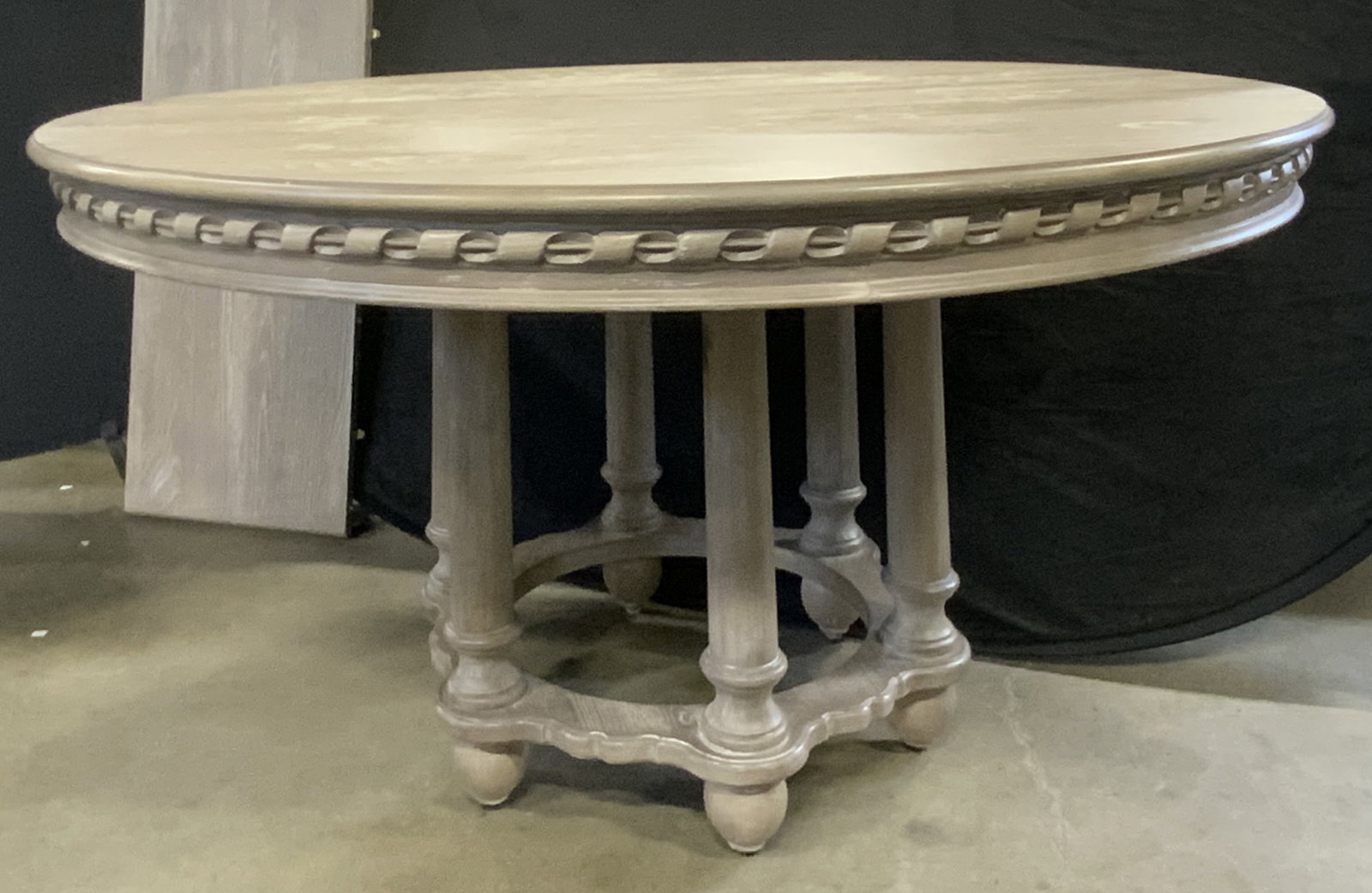 Country Willow Carved Wood Round Dining Table (1 of 11)