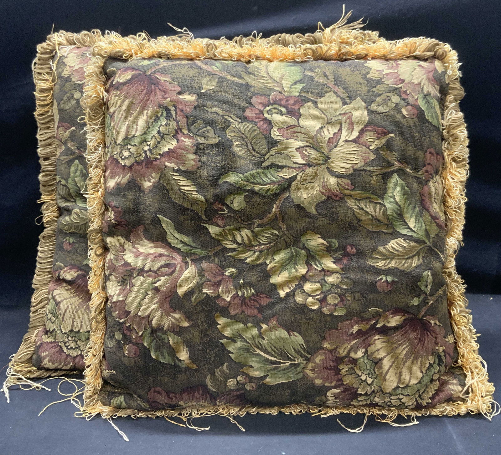 Pair Green Floral Tapestry Accent Pillows (1 of 7)