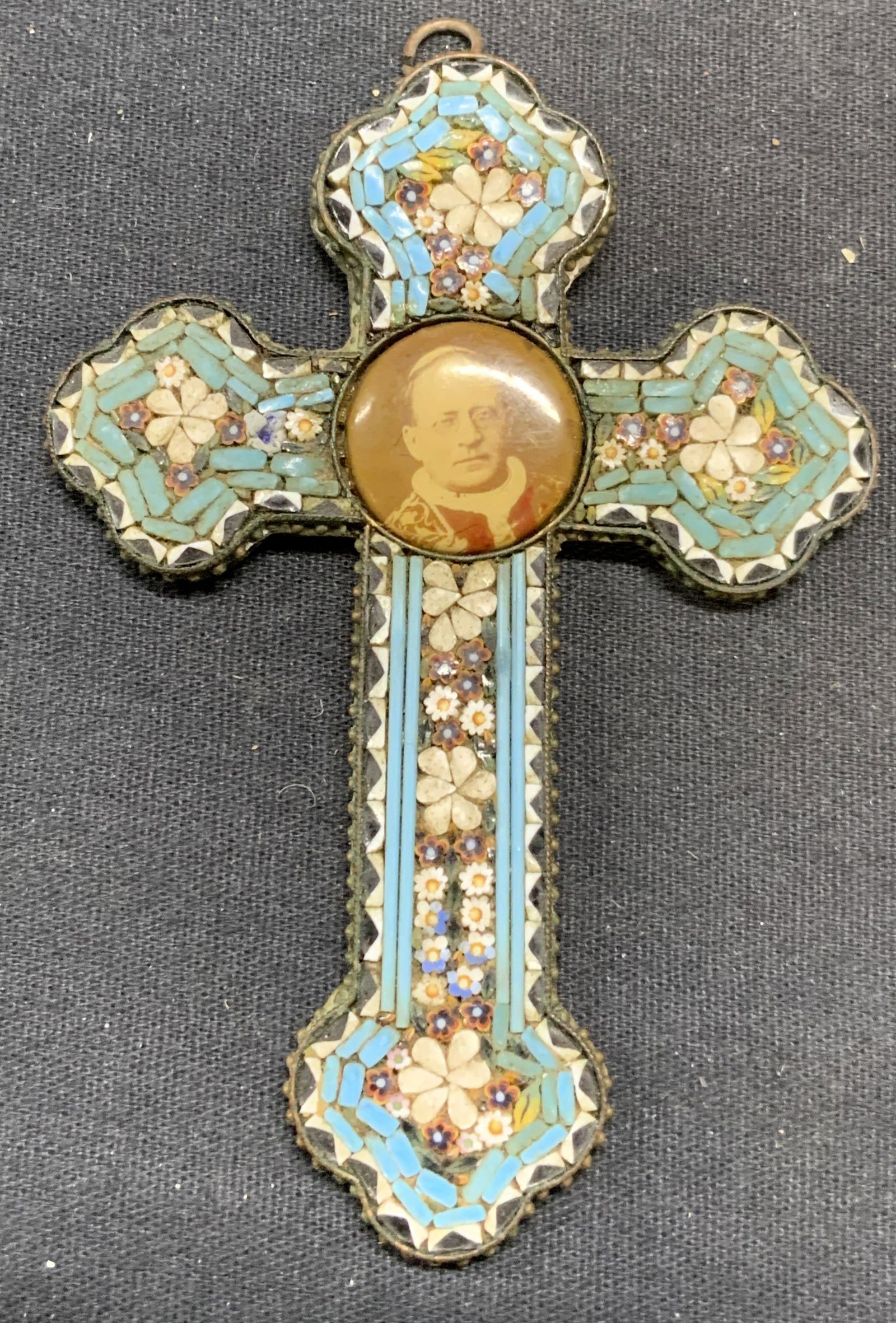 Antique Glass Micro-Mosaic Cross Pendant (1 of 6)