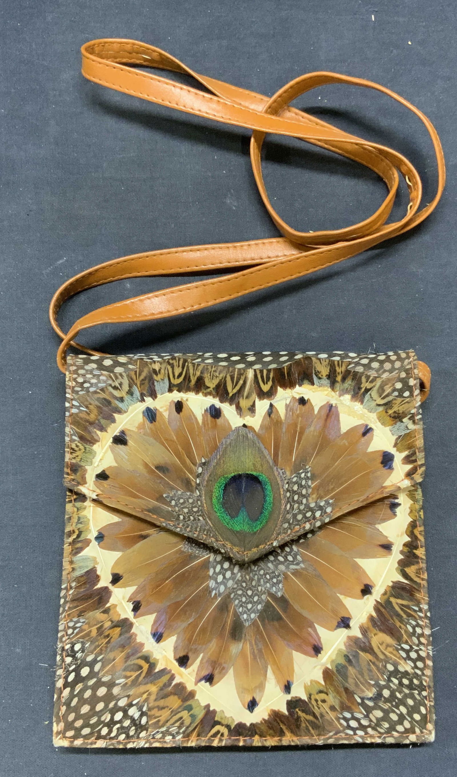 Vintage Brown Feather Handbag (1 of 6)