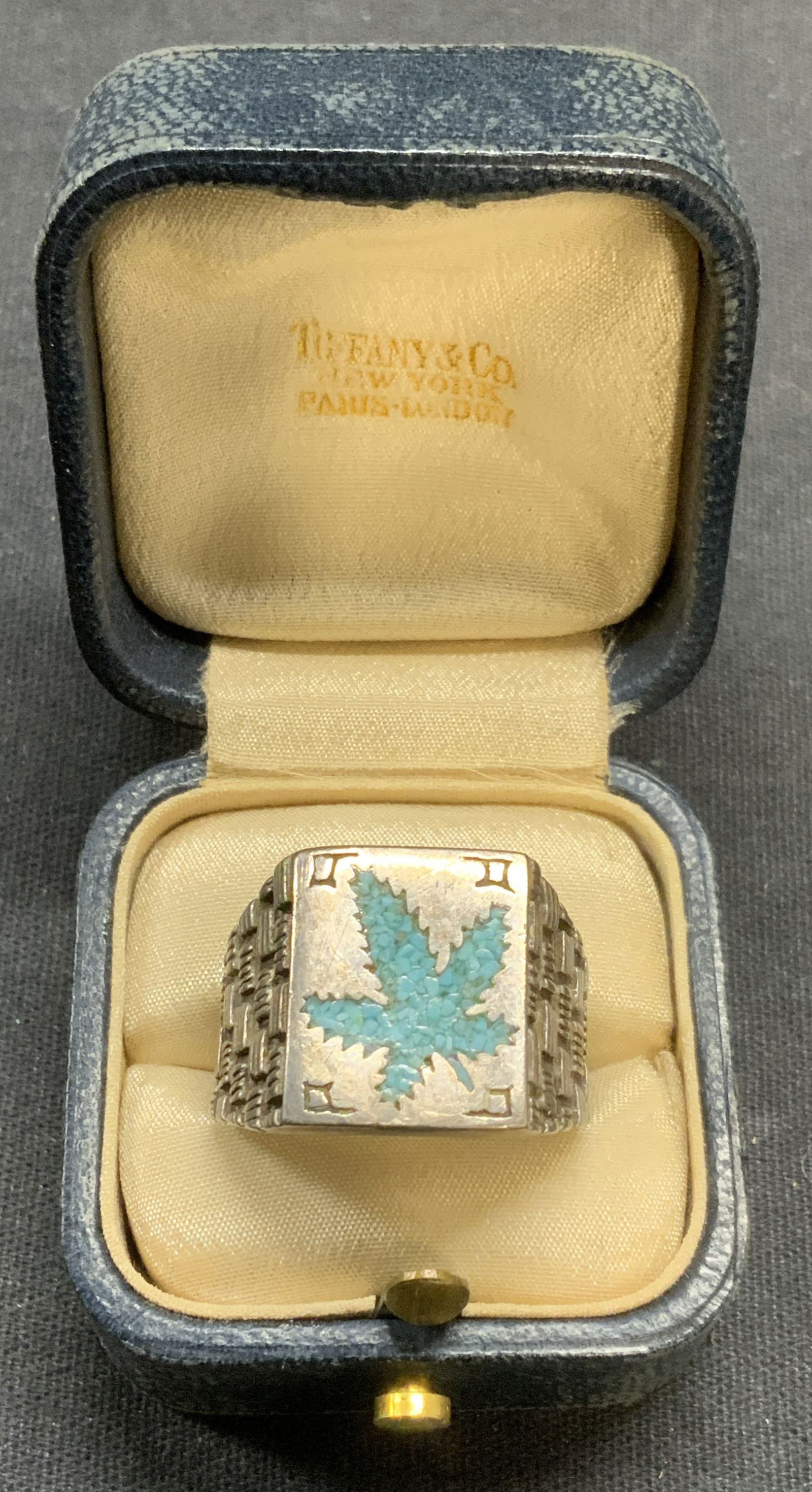 Vtg Sterling Silver Turquoise Leaf Ring (1 of 6)