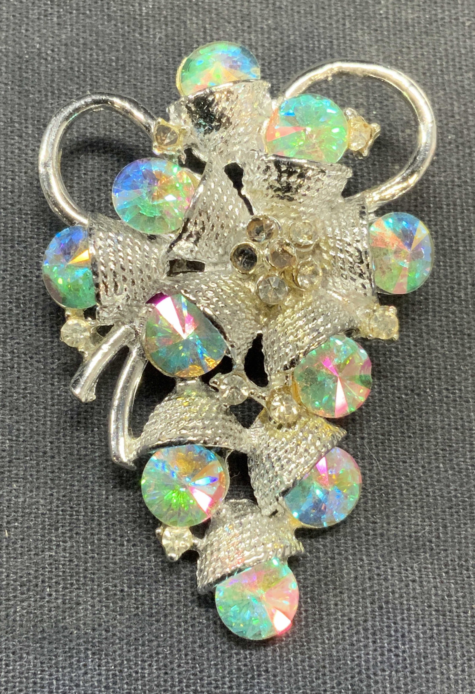 Vintage Silver Tone Crystal Grape Brooch (1 of 6)