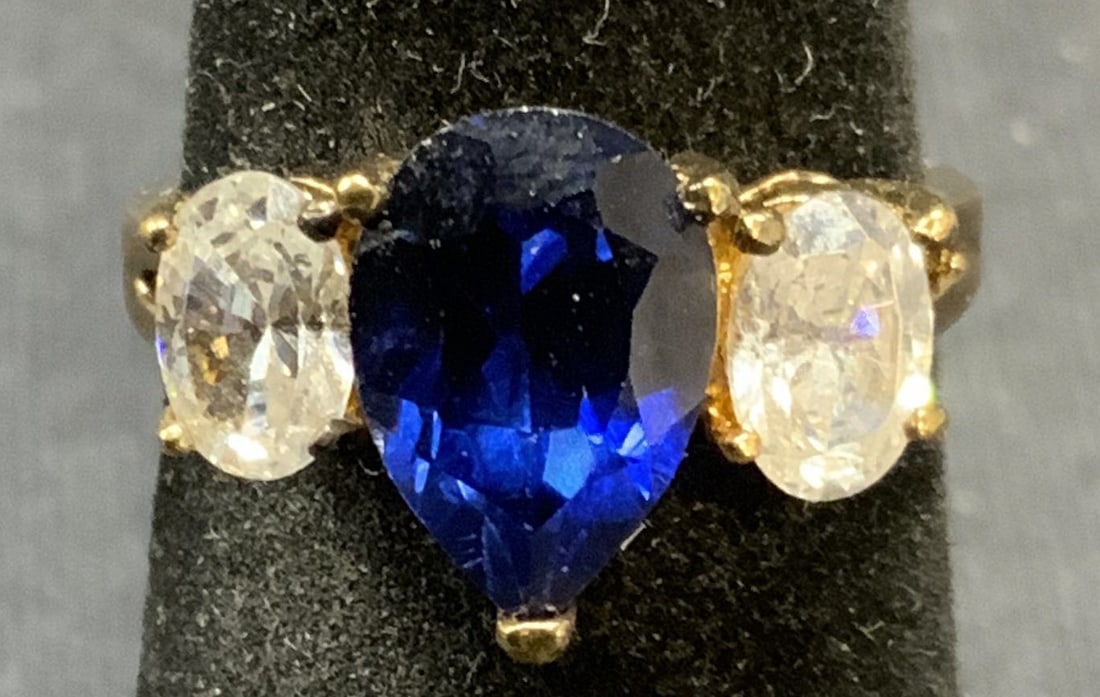 Sterling Silver Gold Pl Sapphire Ring (1 of 6)