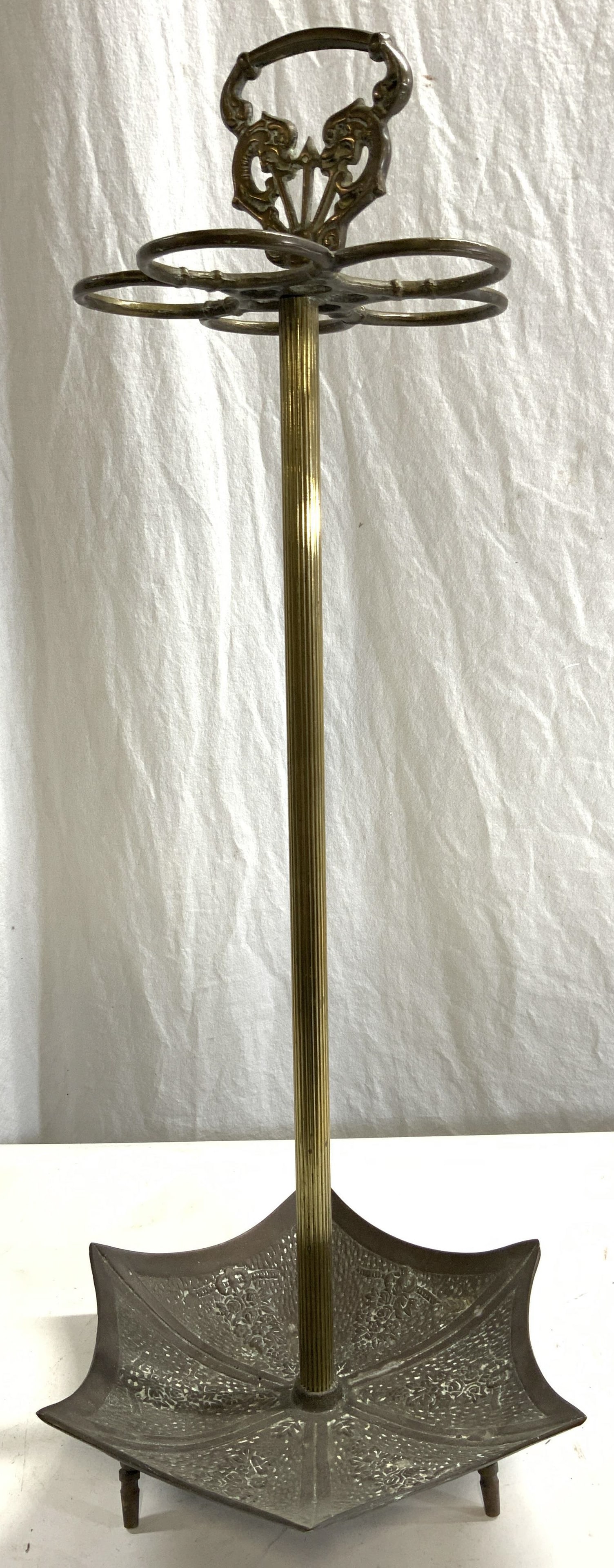 Vntg Mid 20th Century Brass Umbrella Stand (1 of 6)