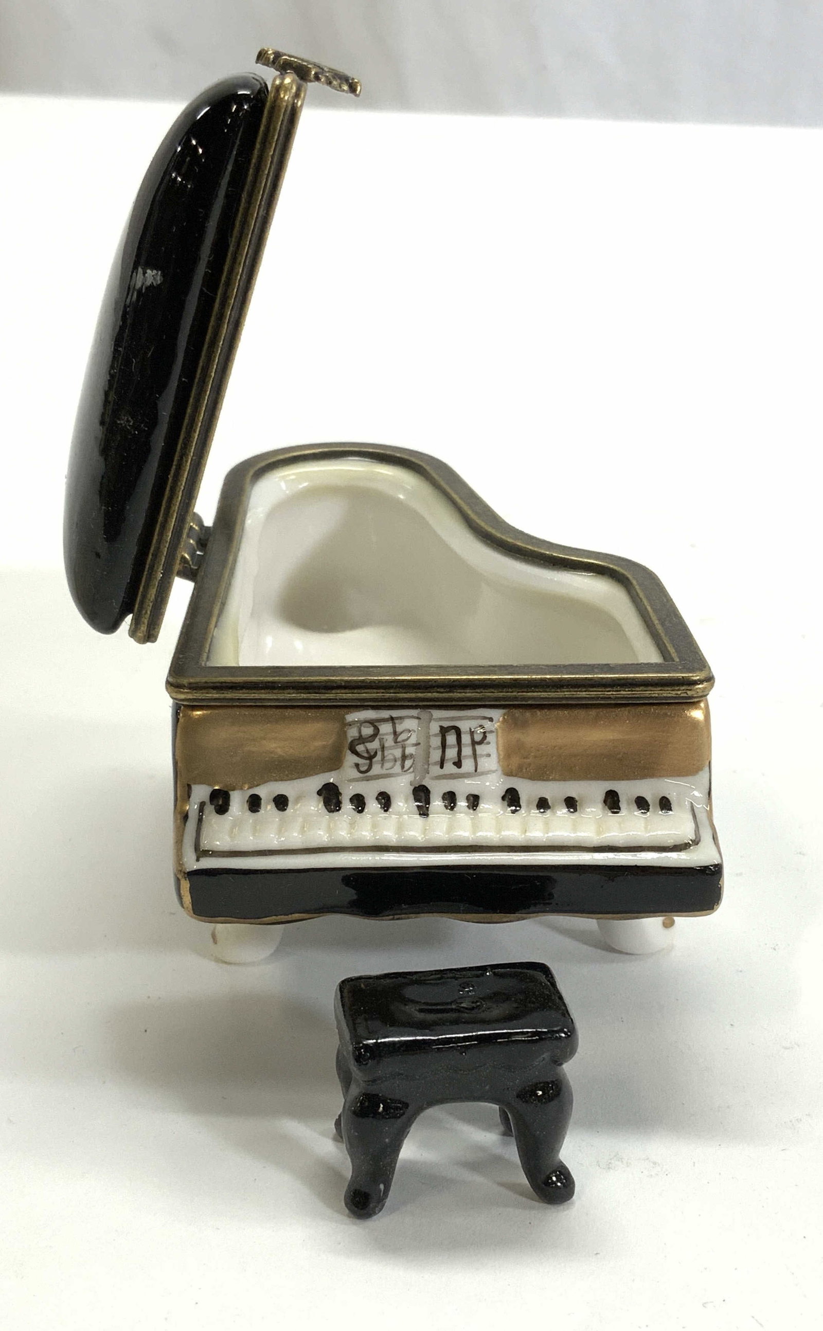 Grand Piano Porcelain Hinged Pill Box W Stool (1 of 6)