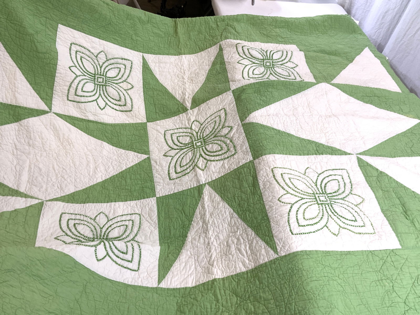 Handmade Cotton Throw Size Quilt (1 of 6)