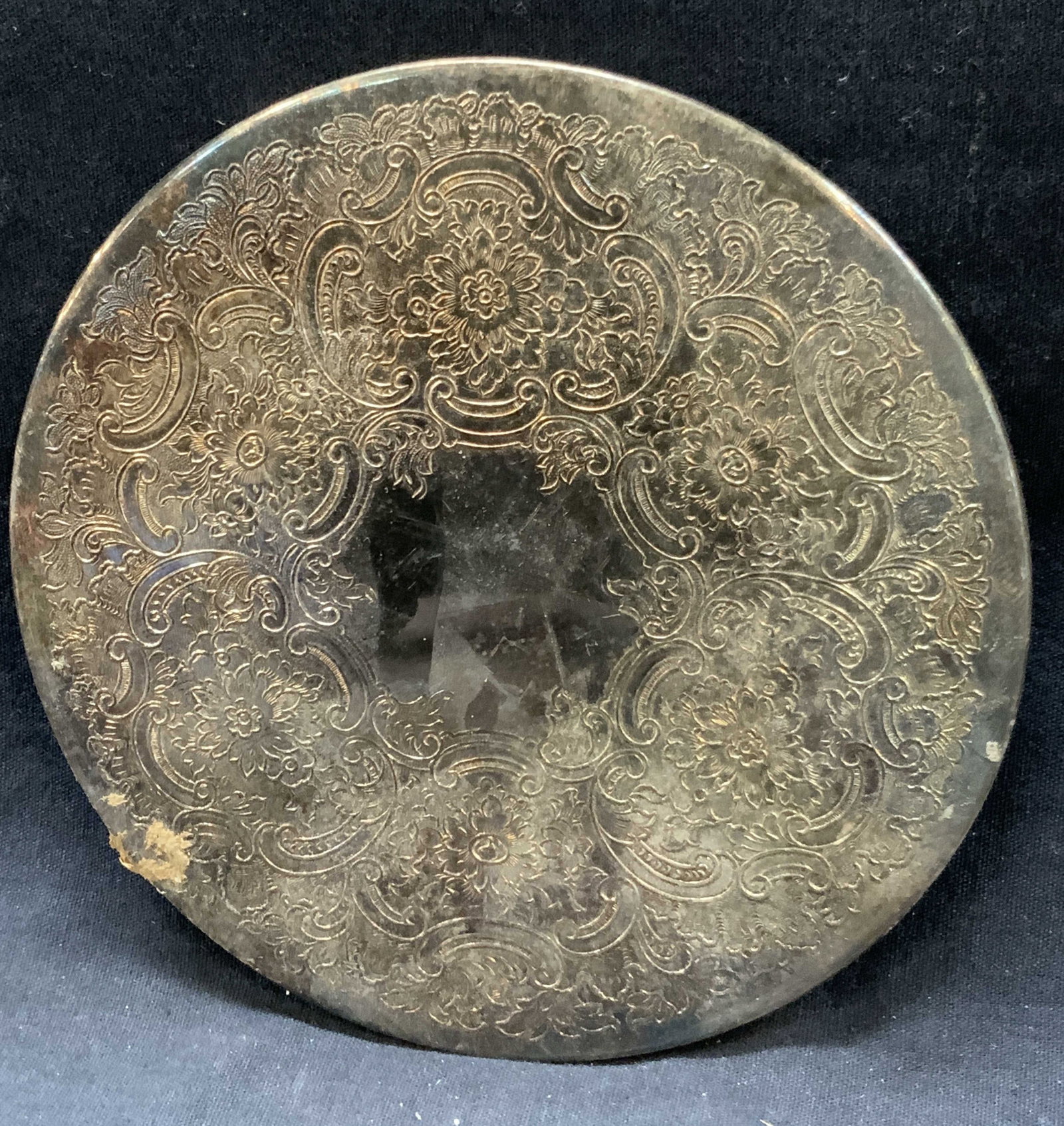 Vtg Etched Silver Plate Bottle Coaster, England (1 of 7)