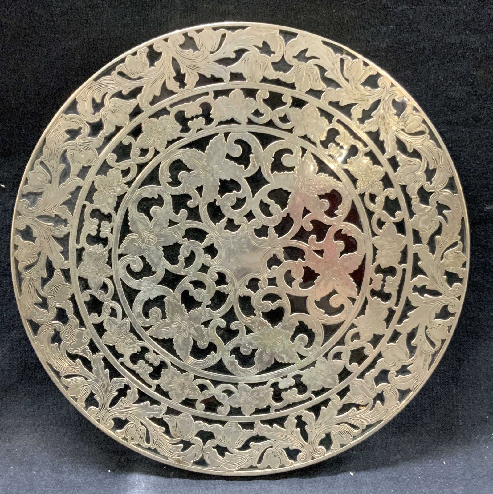 Vtg Sterling Silver Overlayed Trivet (1 of 6)