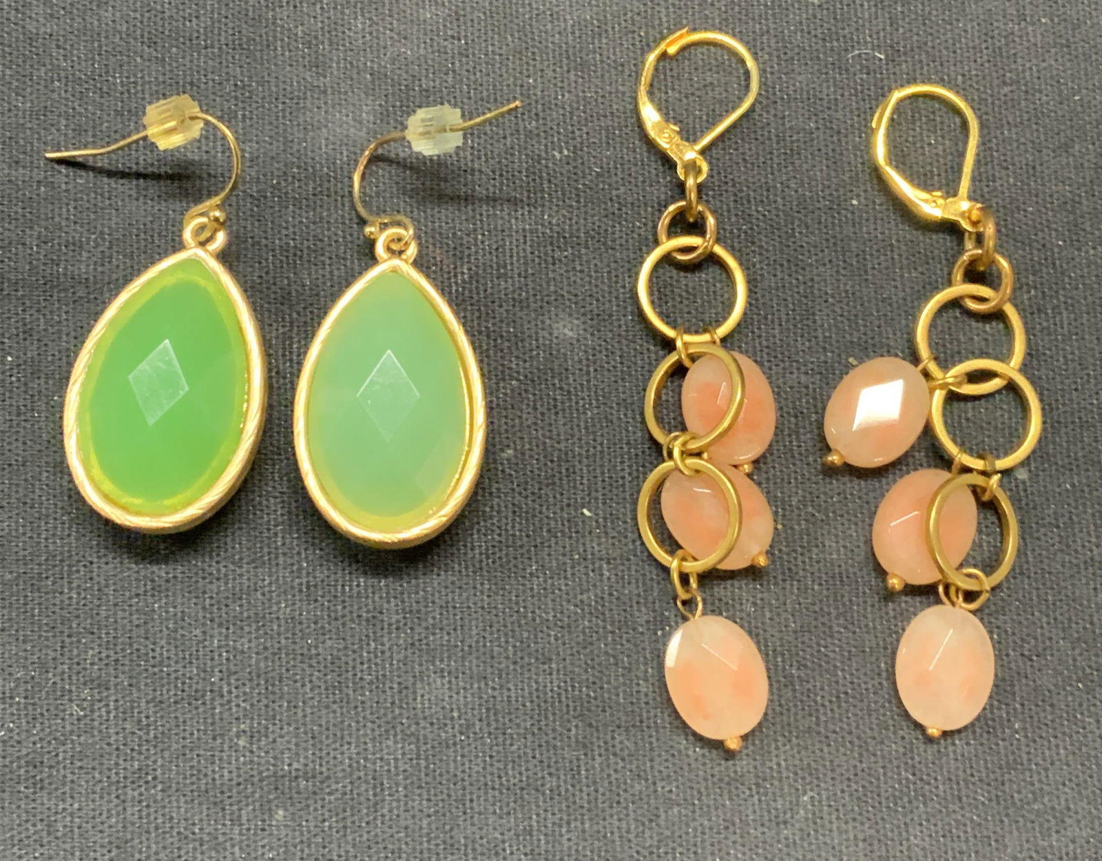 Lot 2 Pink Stone & Green Crystal Earrings (1 of 6)