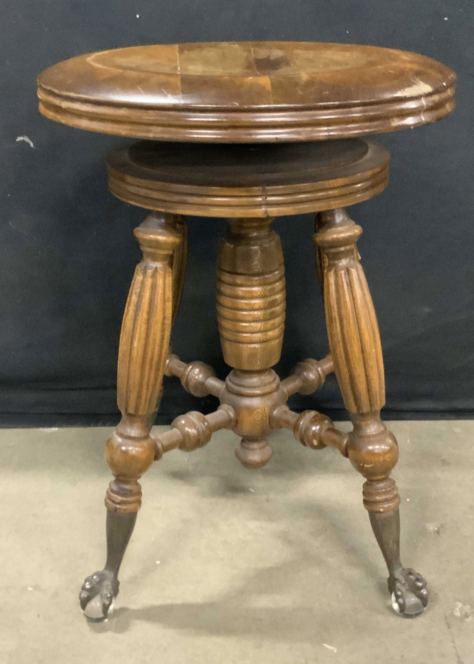 Vintage Claw Footed Wooden Stool (1 of 8)