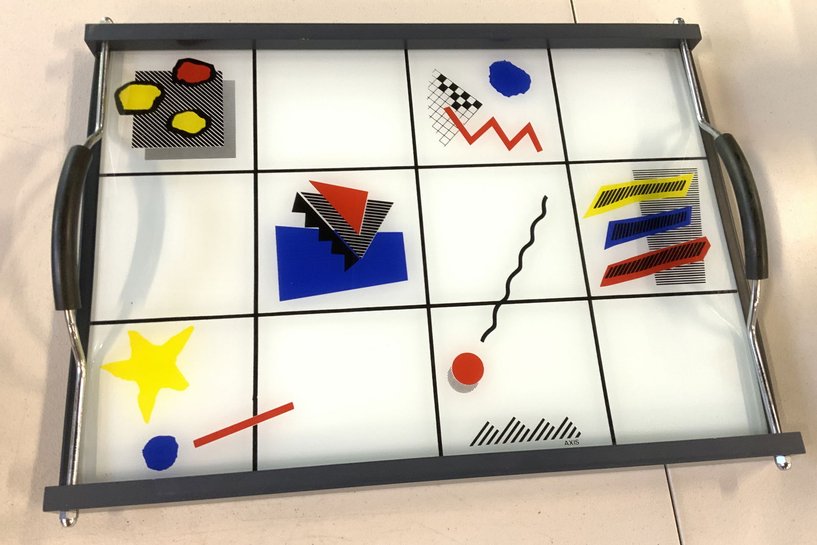 Axis Lacquered Wood Geo Print Glass Tray (1 of 6)