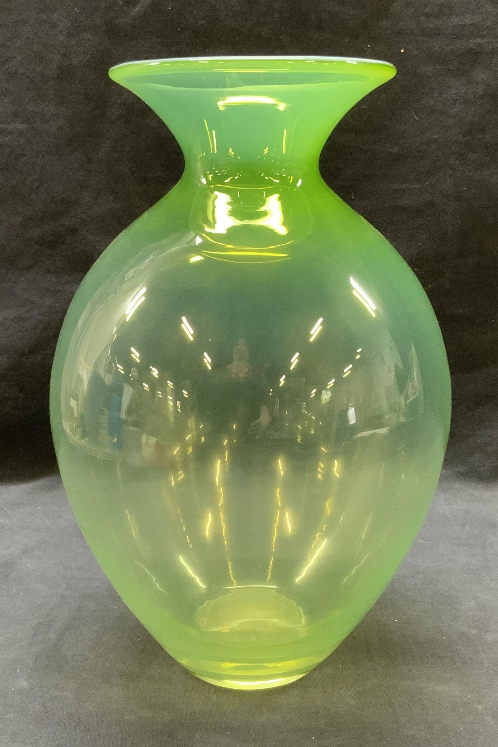 Blown Vaseline Style Art Glass Vase (1 of 6)